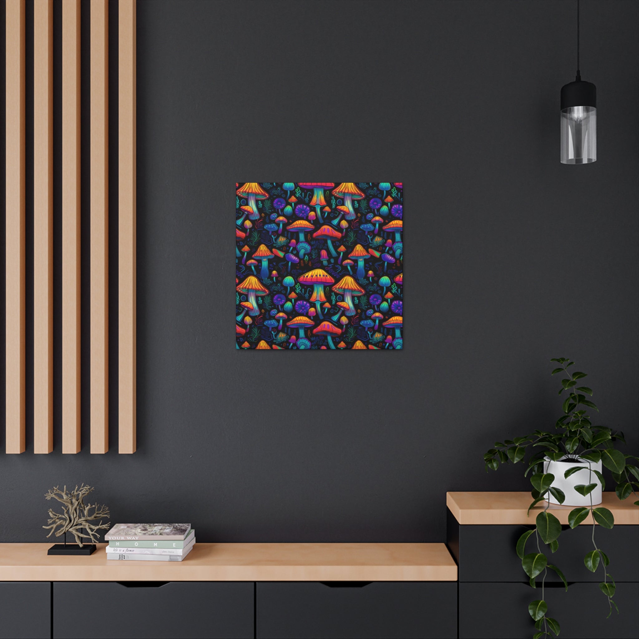 Neon Nostalgia Fungi Canvas Print Art