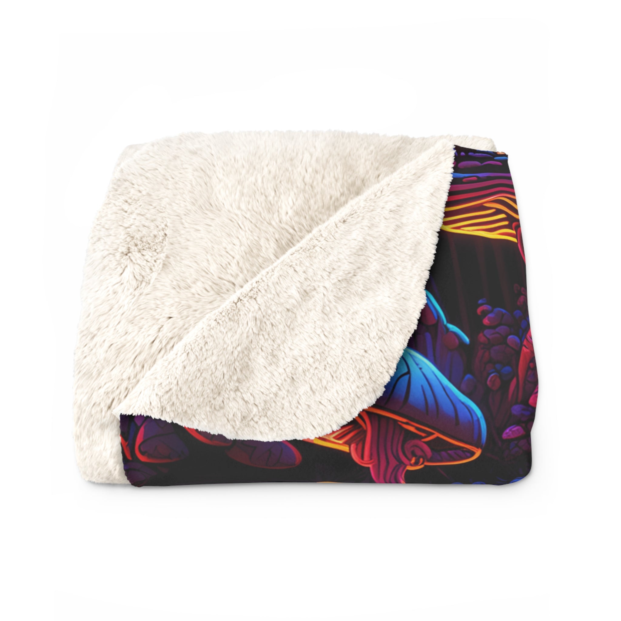 Neon Mushroom Meltdown Fleece Blanket