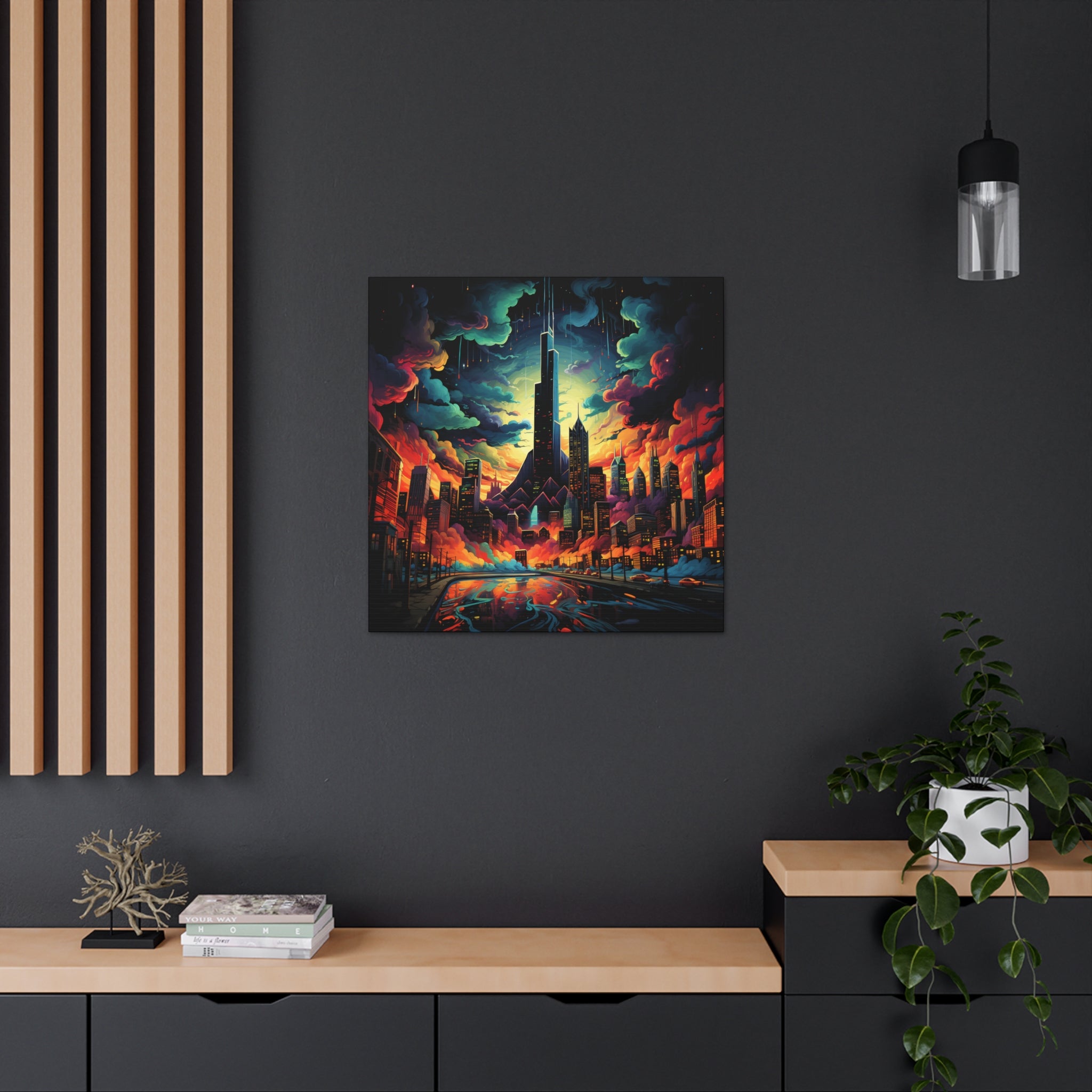 Psychedelic Metropolis Canvas Print Art