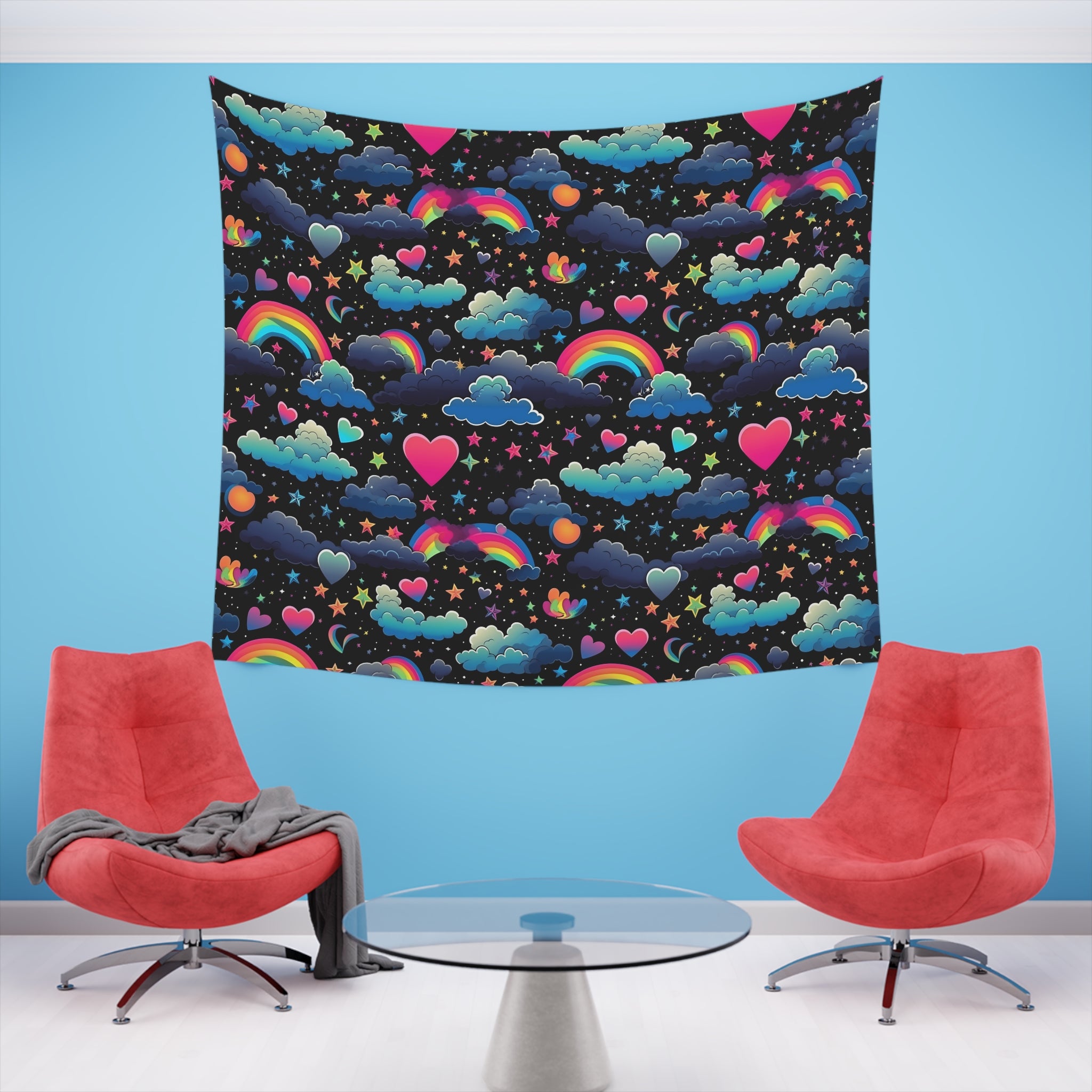 Rainbow Affection Printed Wall Tapestry