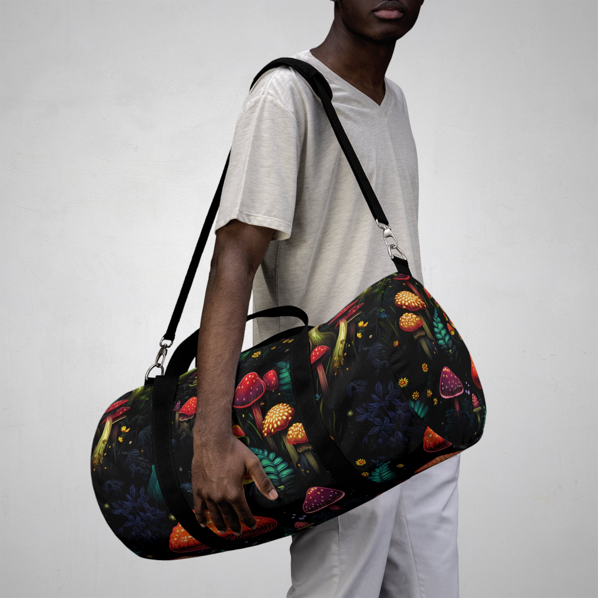 Psychedelic Fungi Frenzy Duffel Bag