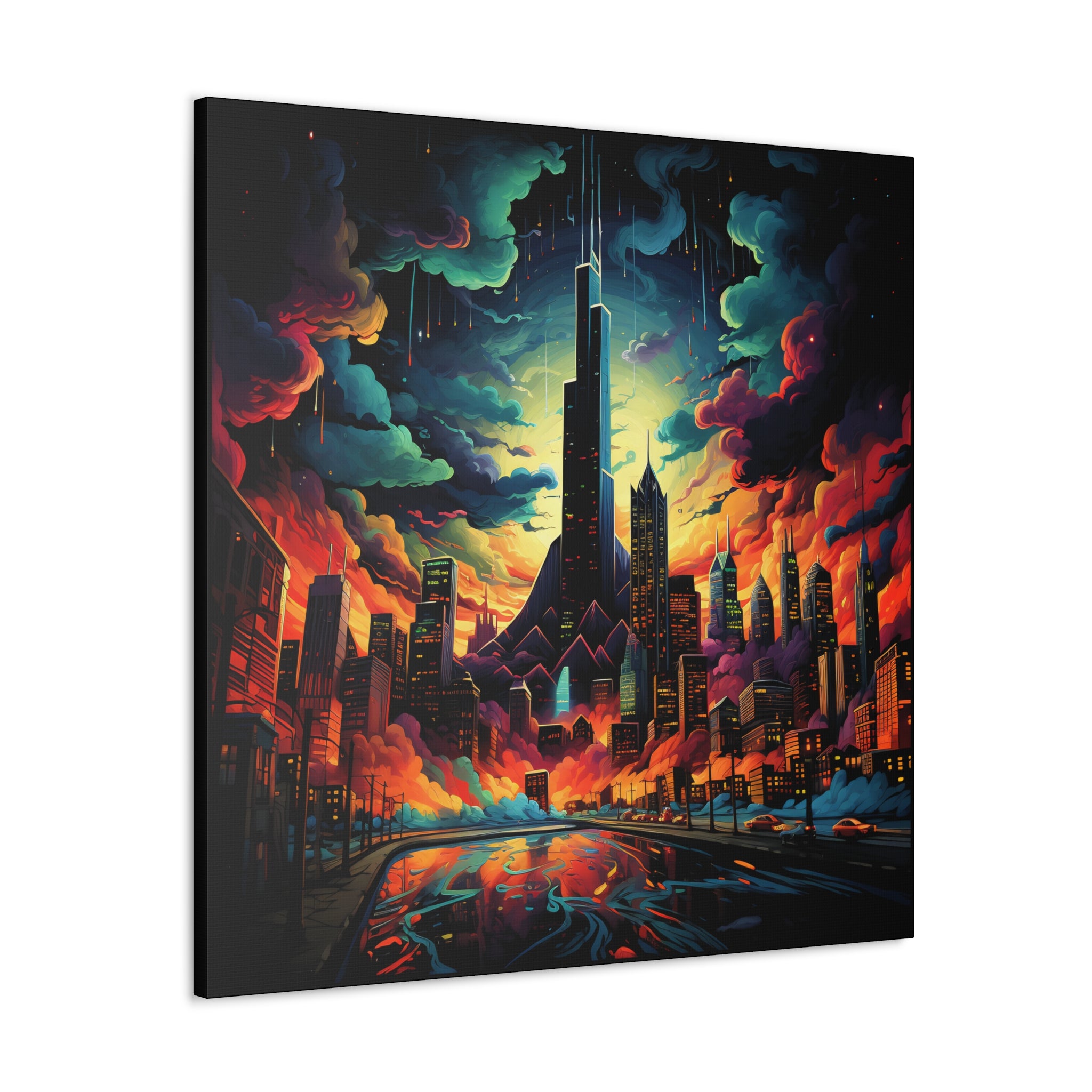 Psychedelic Metropolis Canvas Print Art