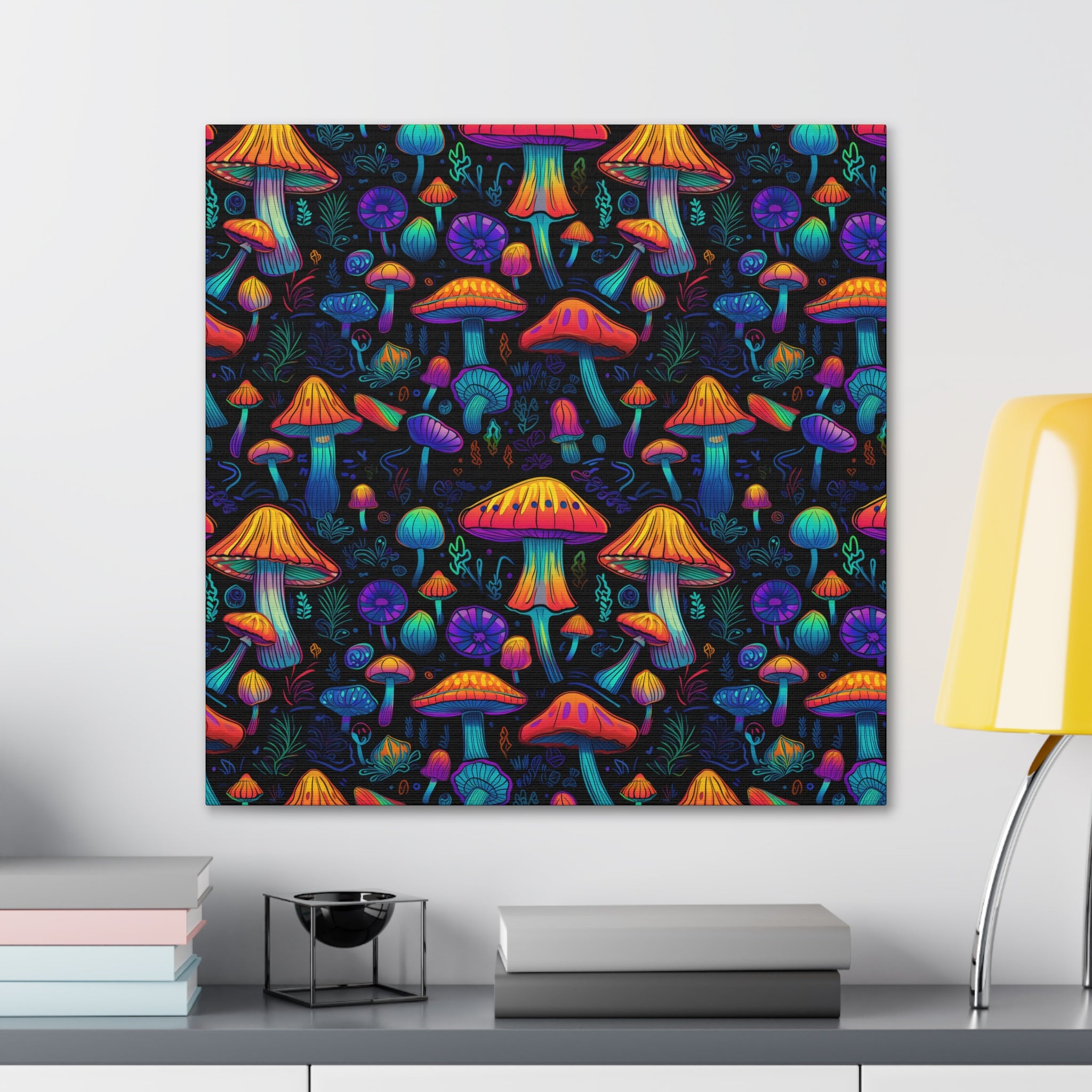 Neon Nostalgia Fungi Canvas Print Art