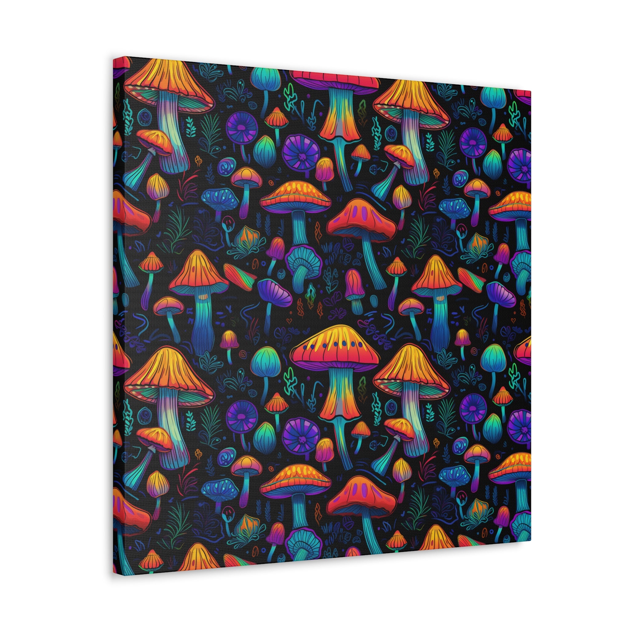 Neon Nostalgia Fungi Canvas Print Art