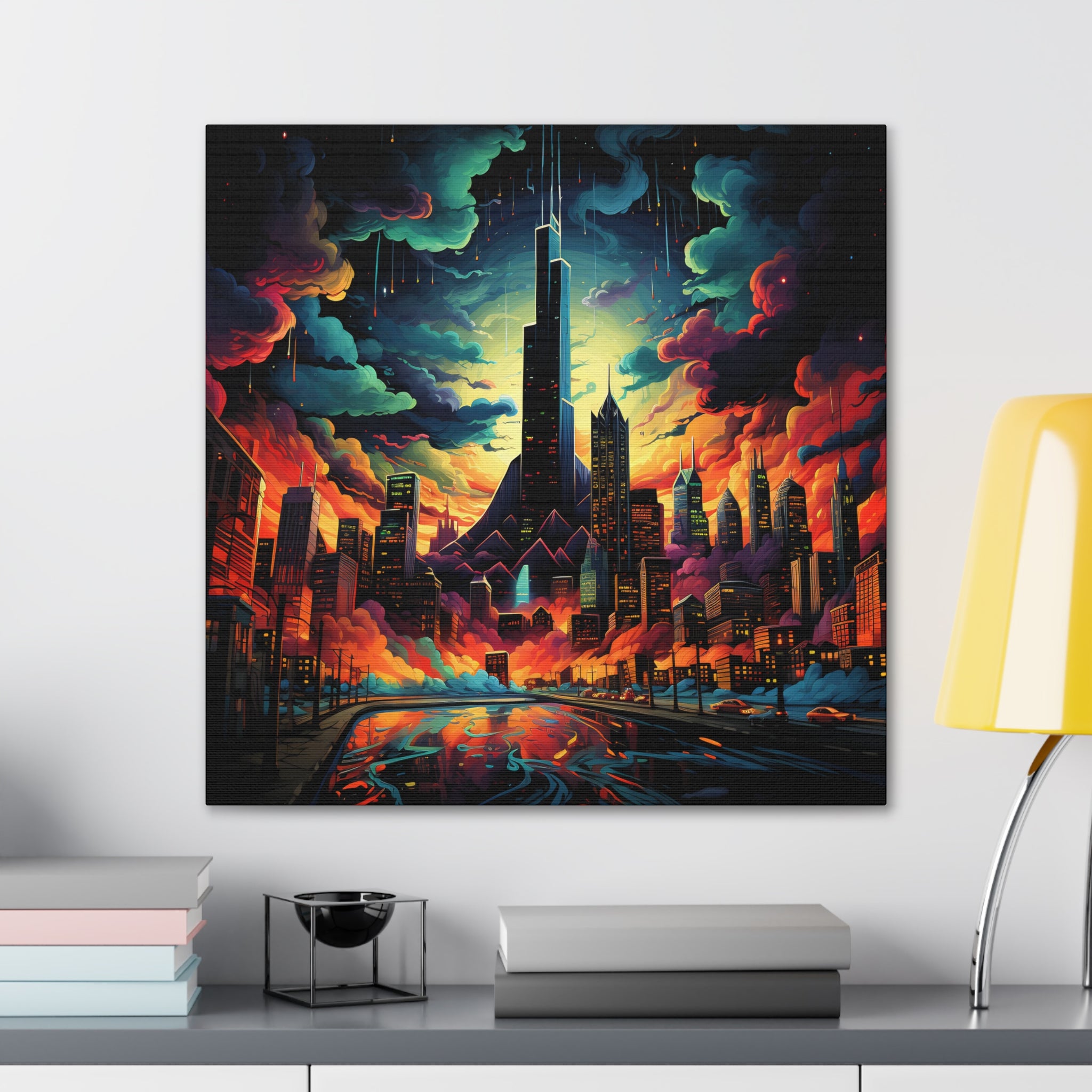 Psychedelic Metropolis Canvas Print Art