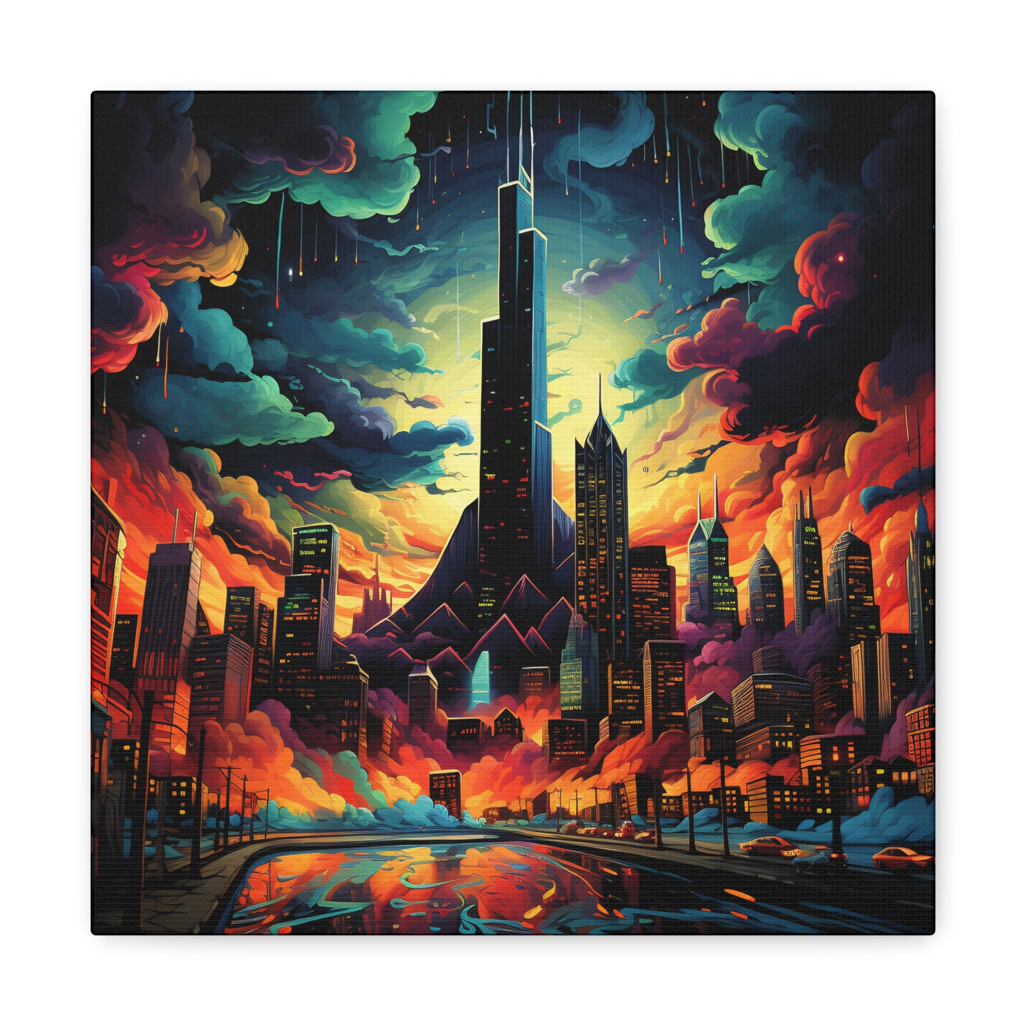 Psychedelic Metropolis Canvas Print Art