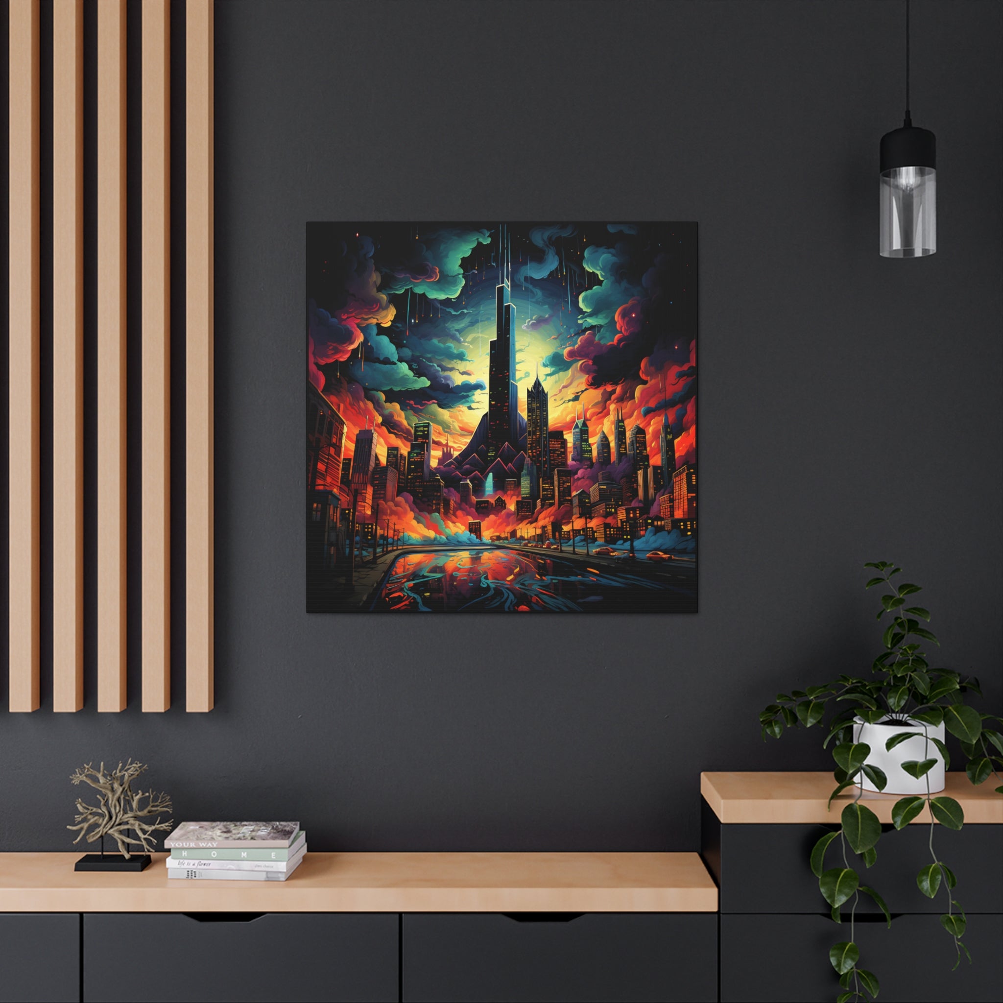 Psychedelic Metropolis Canvas Print Art