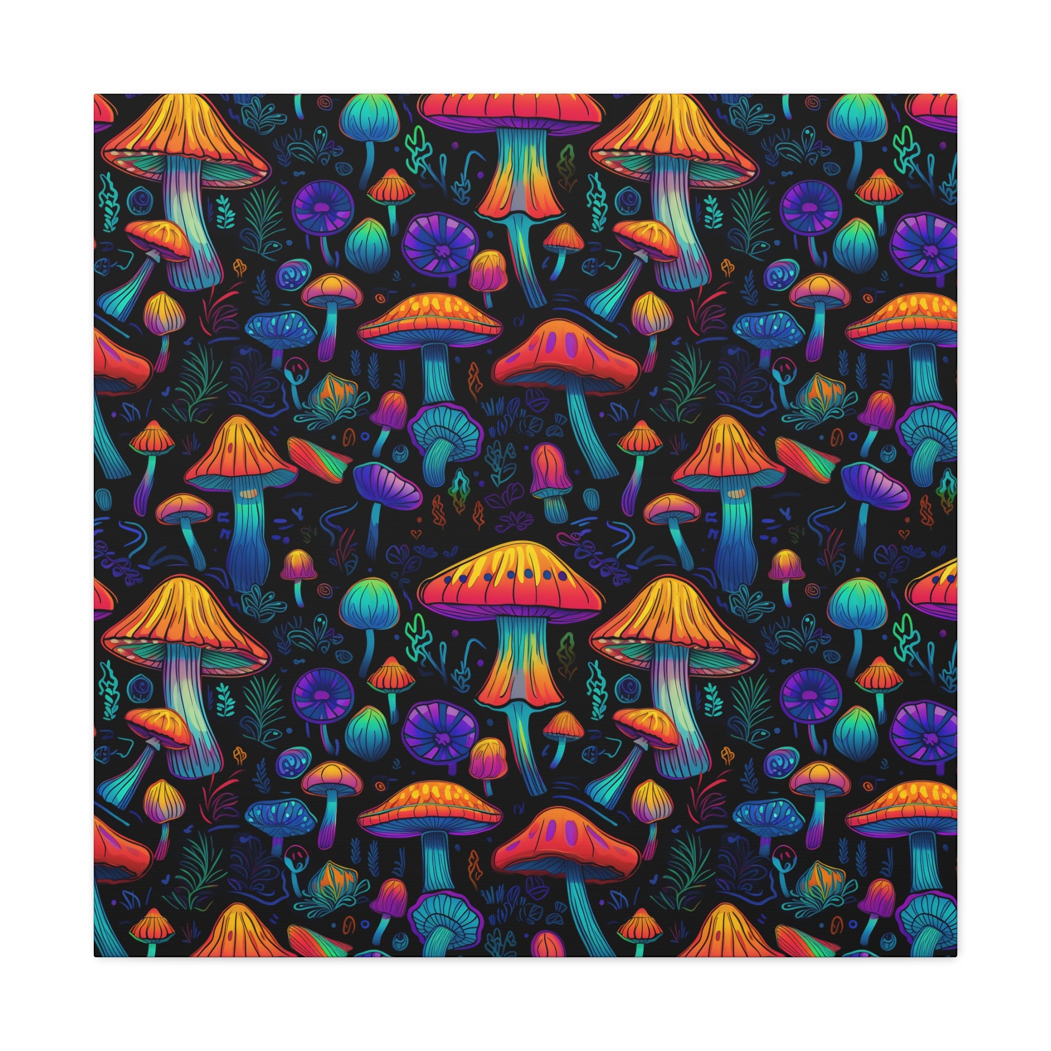 Neon Nostalgia Fungi Canvas Print Art