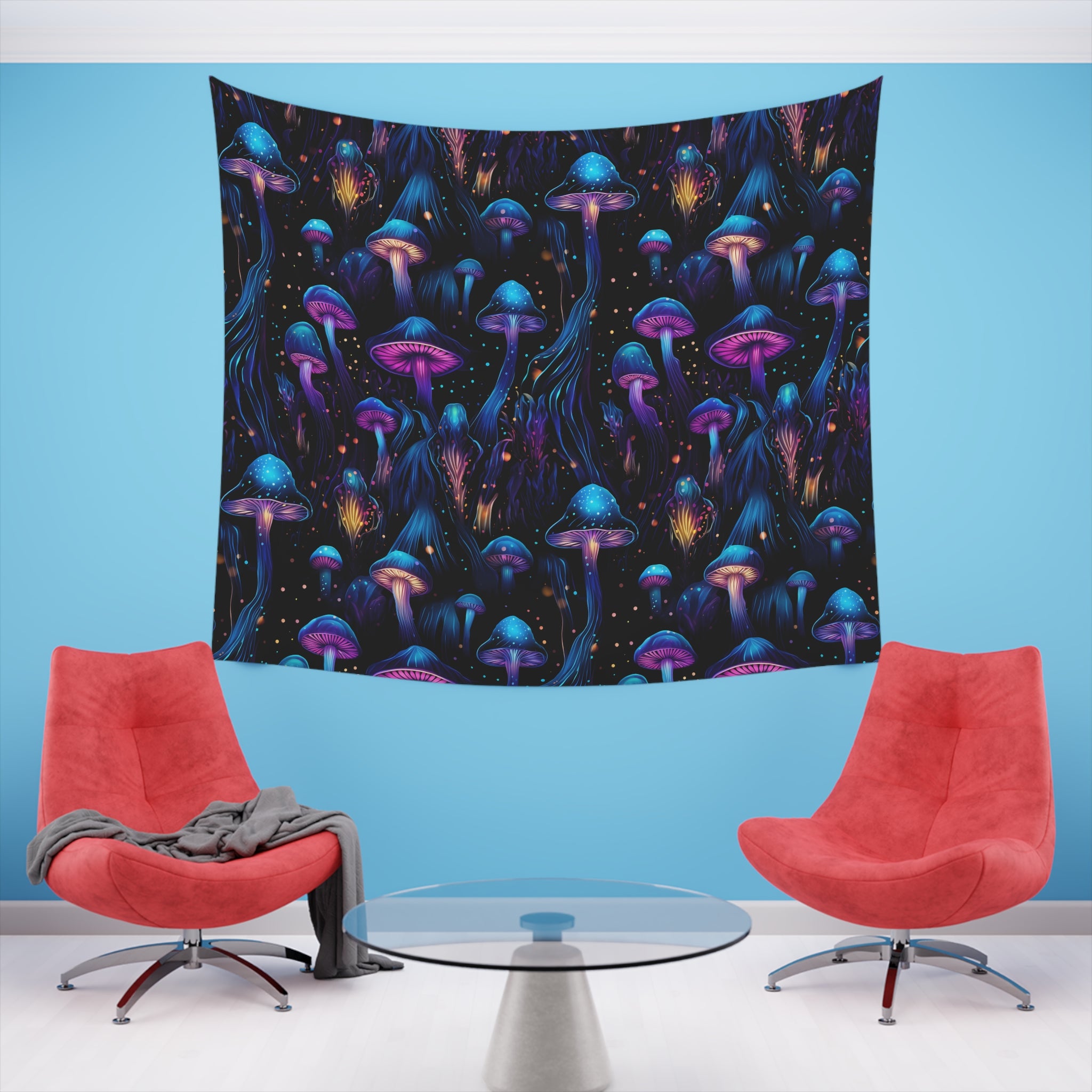Electric Mushroom Dream Printed Wall Tapestry