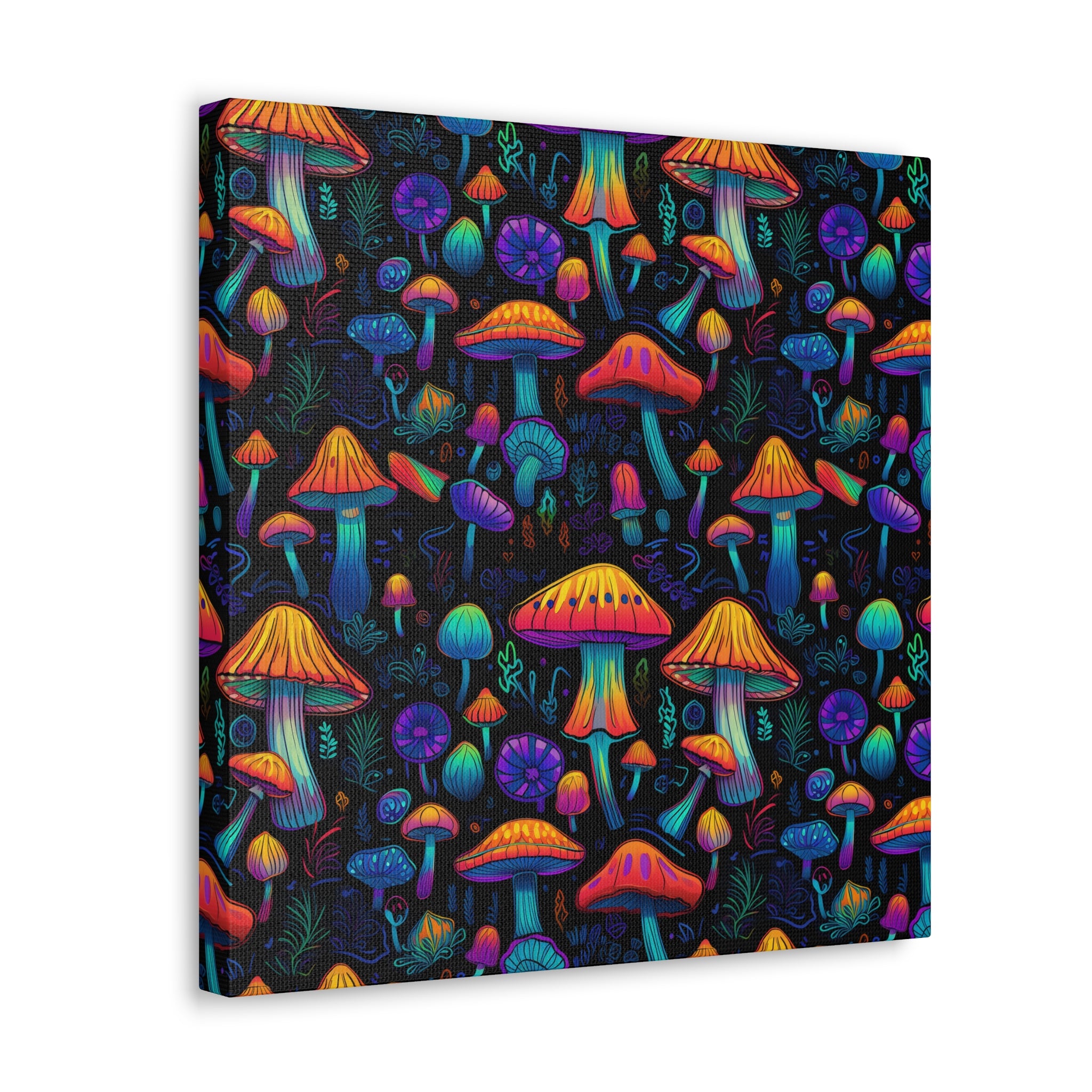 Neon Nostalgia Fungi Canvas Print Art