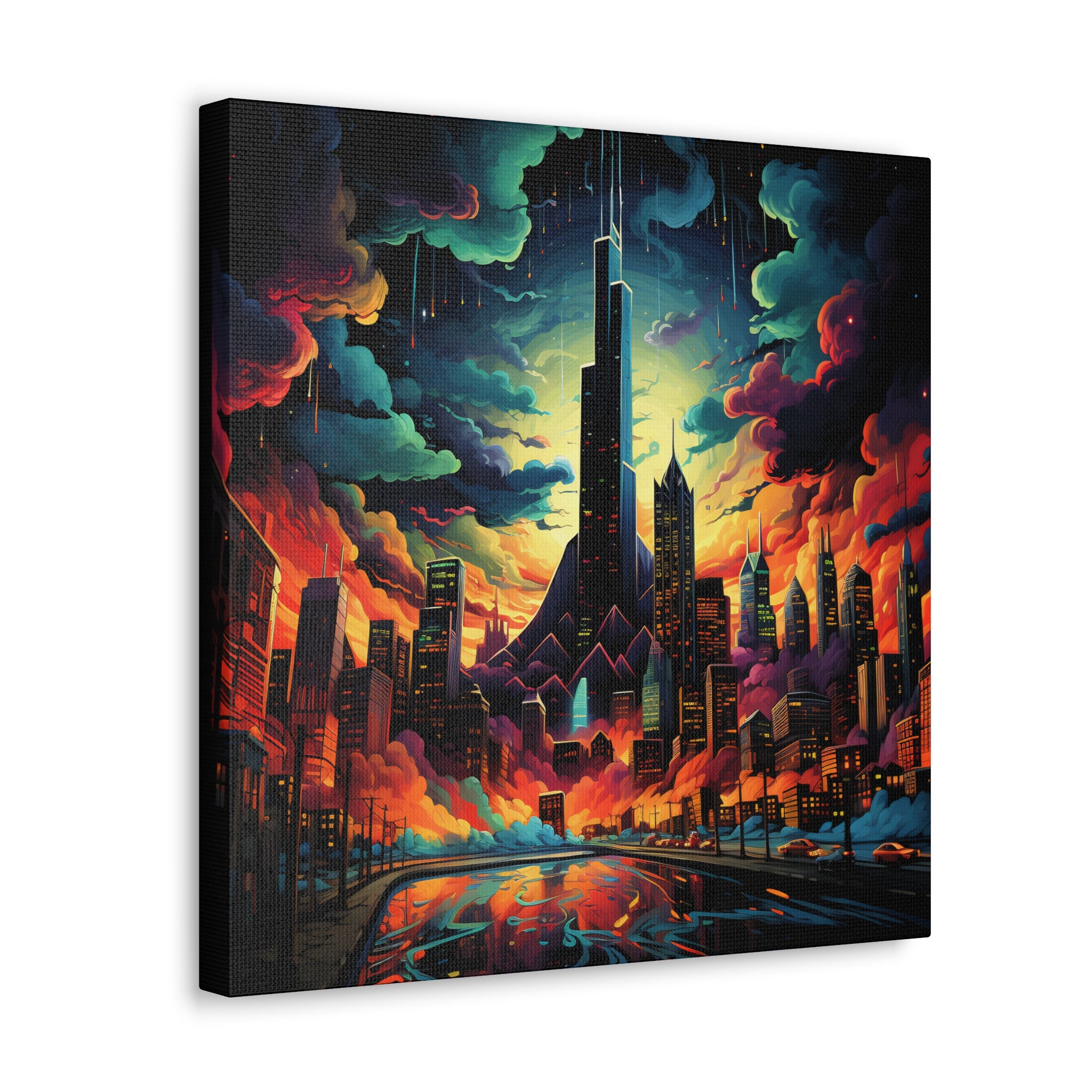 Psychedelic Metropolis Canvas Print Art