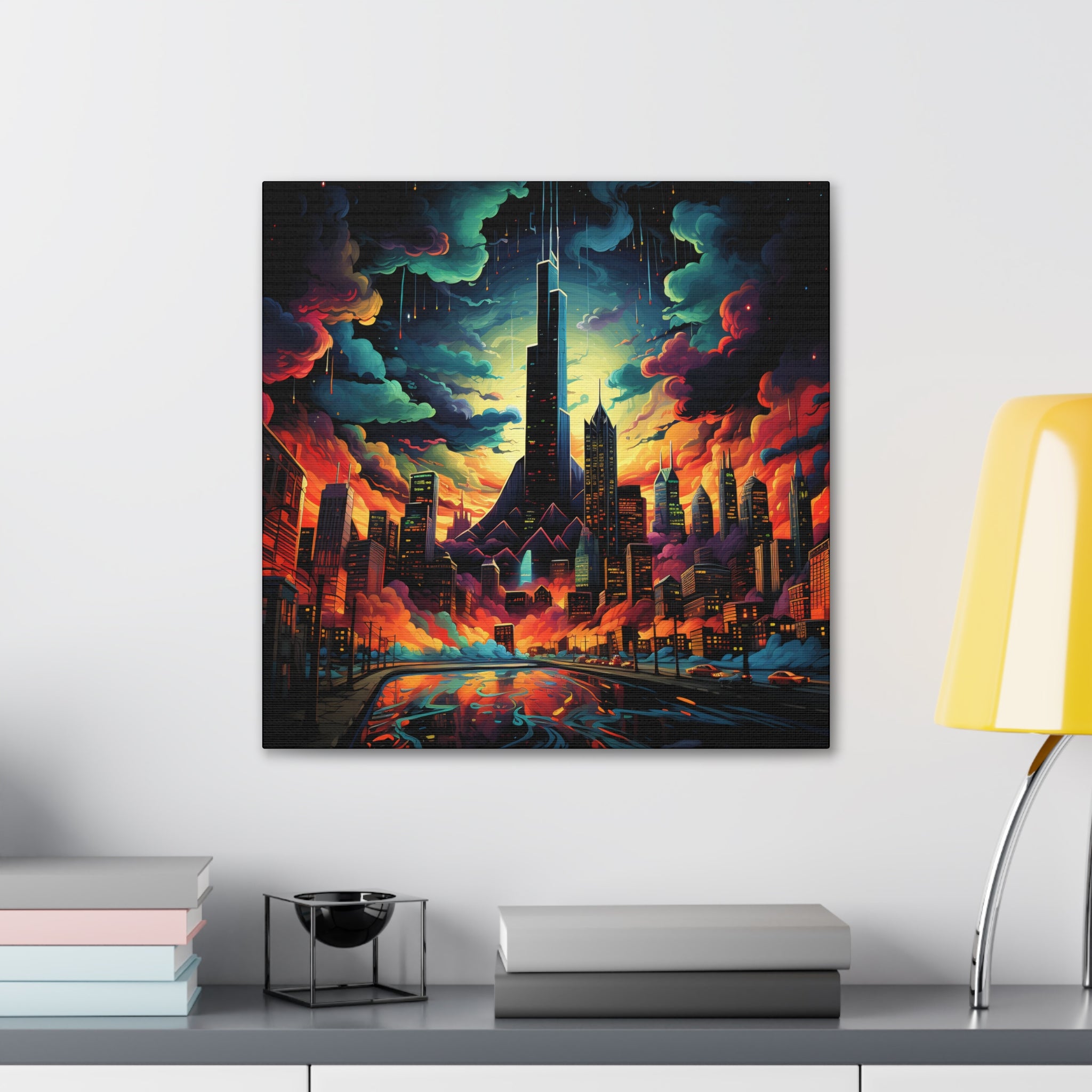 Psychedelic Metropolis Canvas Print Art