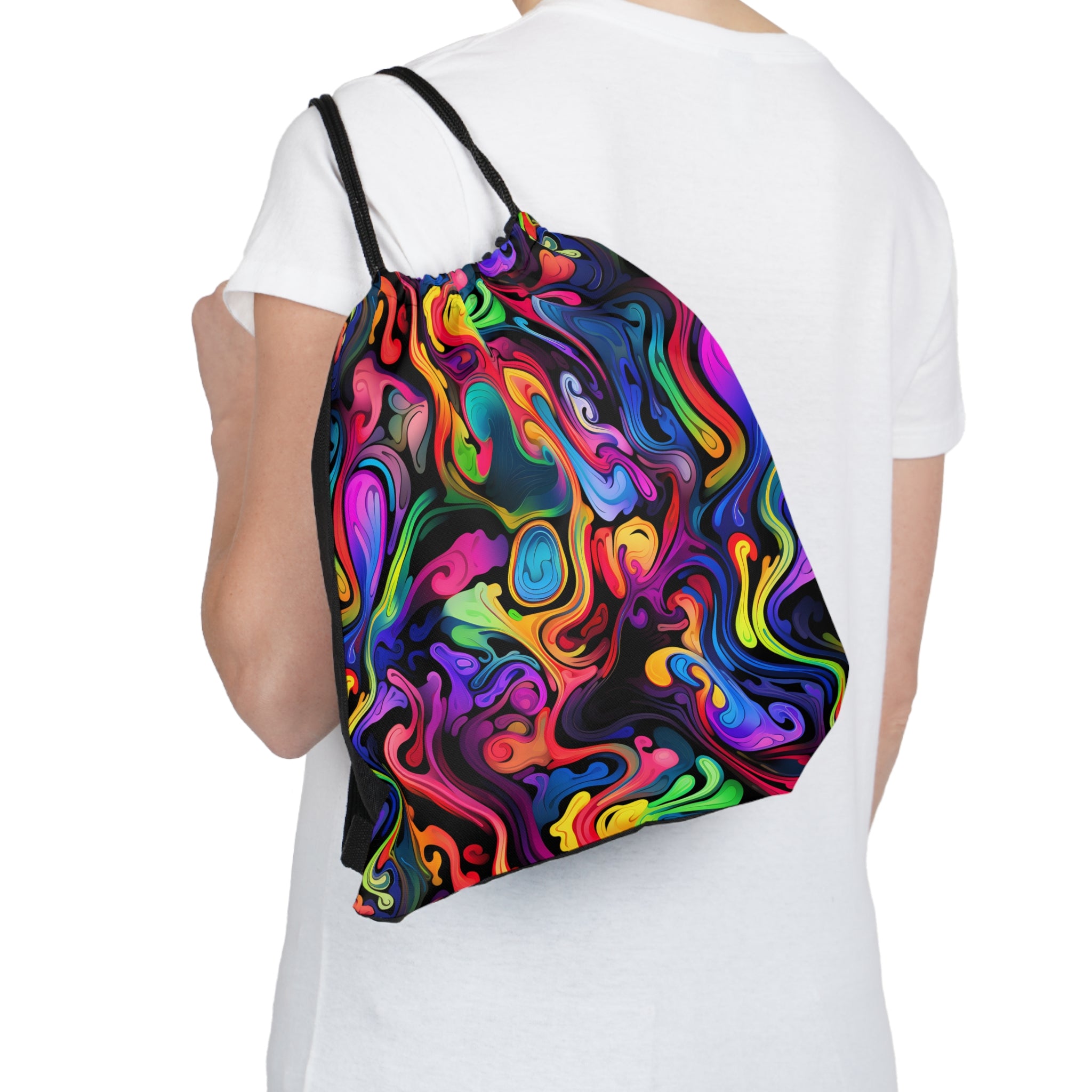 Psychedelic Whirlwind Drawstring Bag