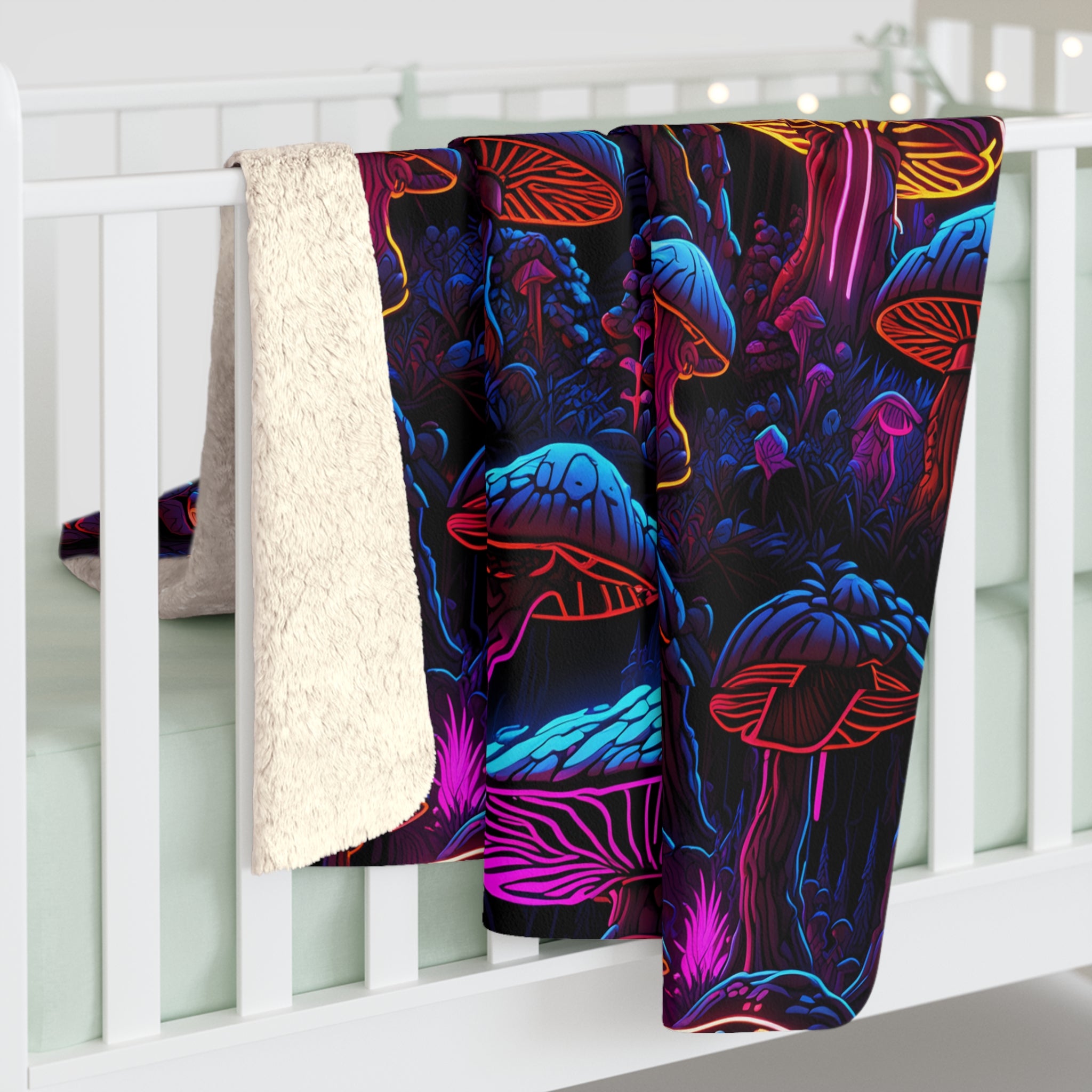 Neon Mushroom Meltdown Fleece Blanket