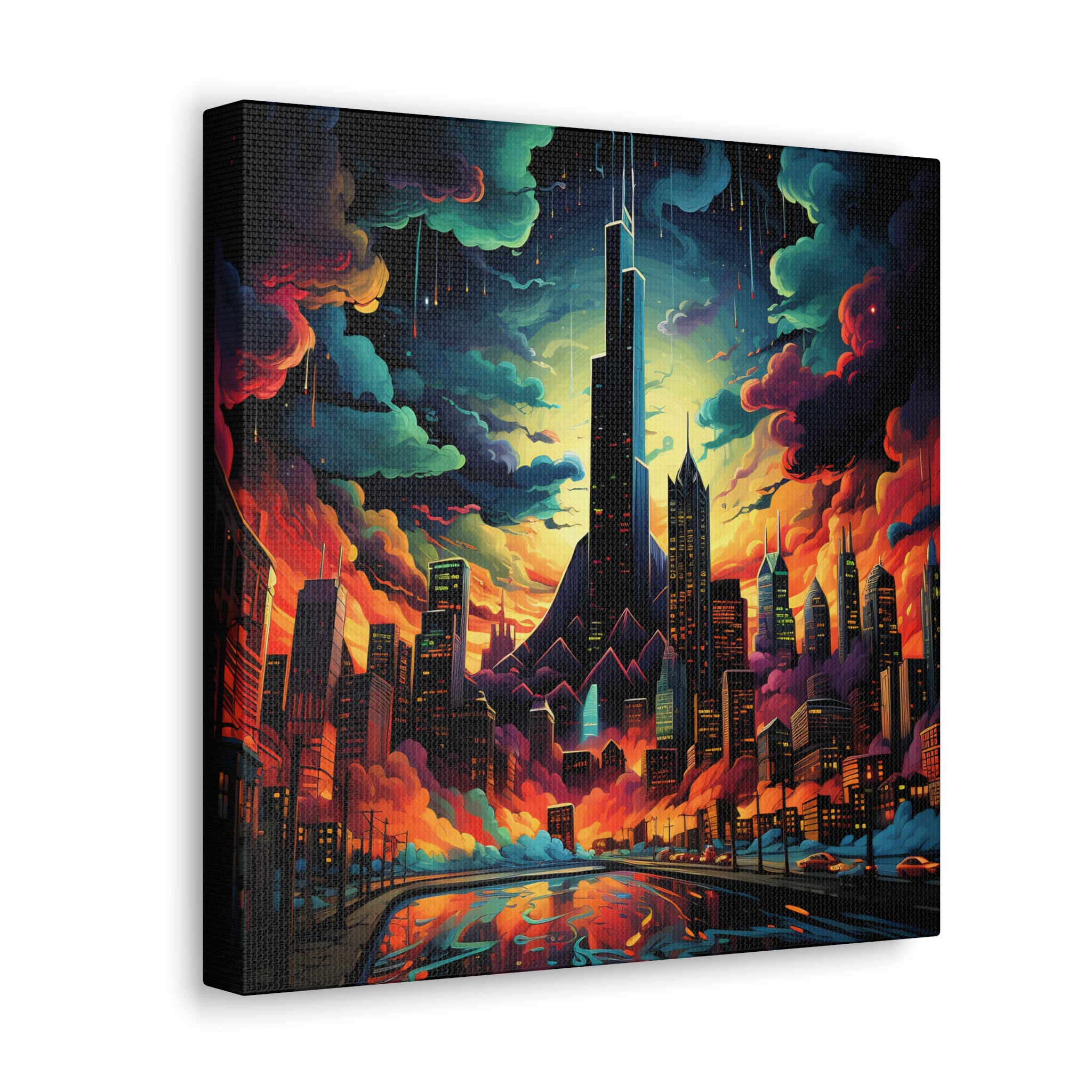 Psychedelic Metropolis Canvas Print Art