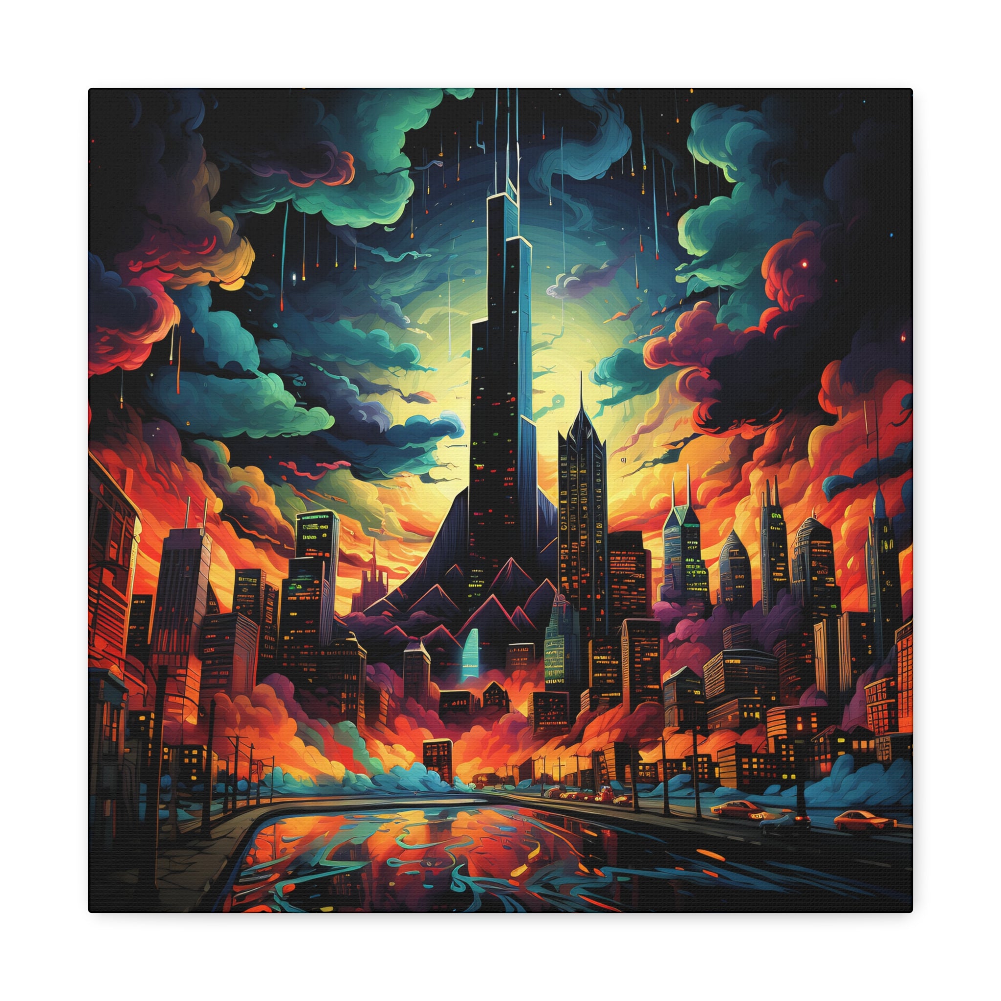 Psychedelic Metropolis Canvas Print Art