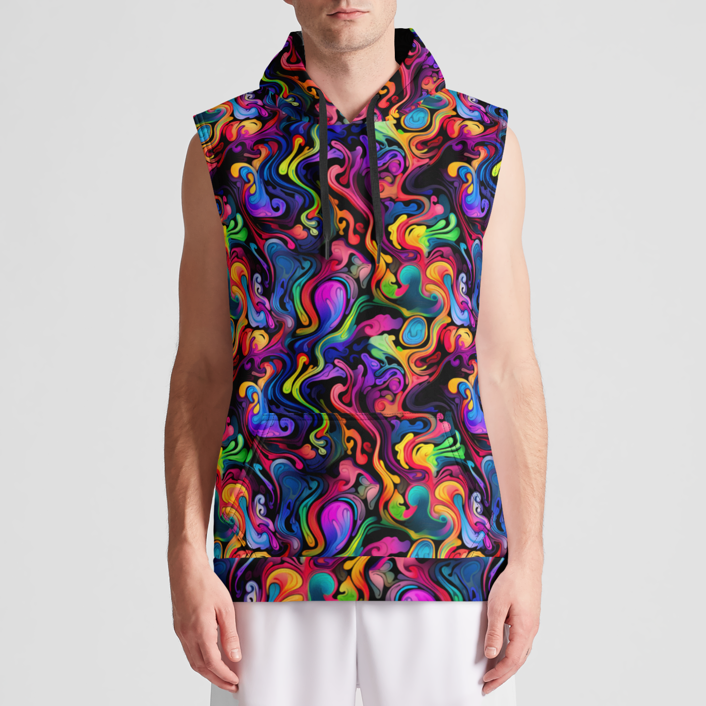 Psychedelic Whirlwind Sleeveless Pullover Hoodie