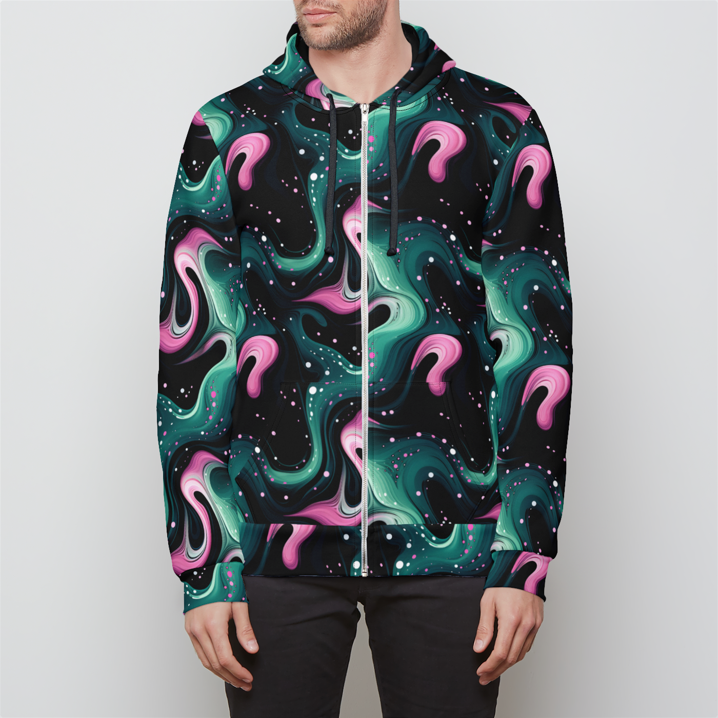 Electric Swirls Unisex Zip-Up Hoodie