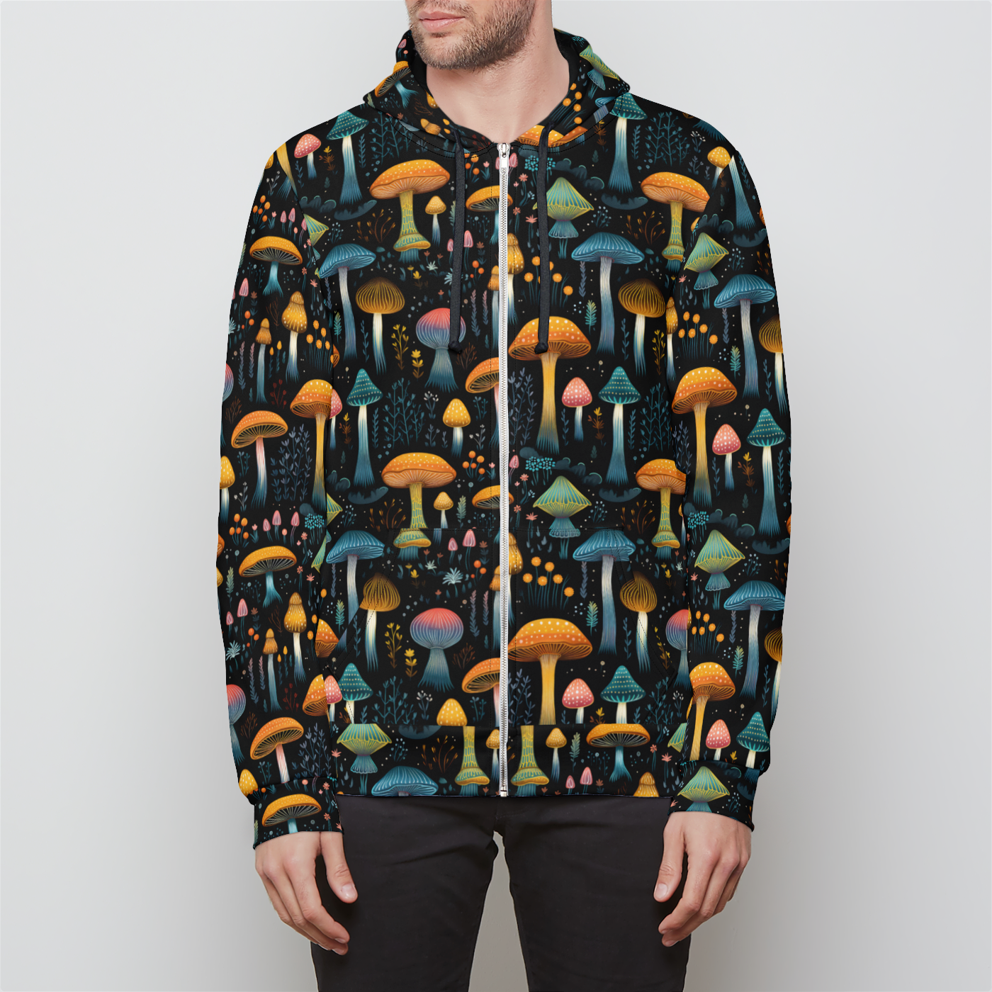 Hypnotic Fungal Fantasy Unisex Zip-Up Hoodie