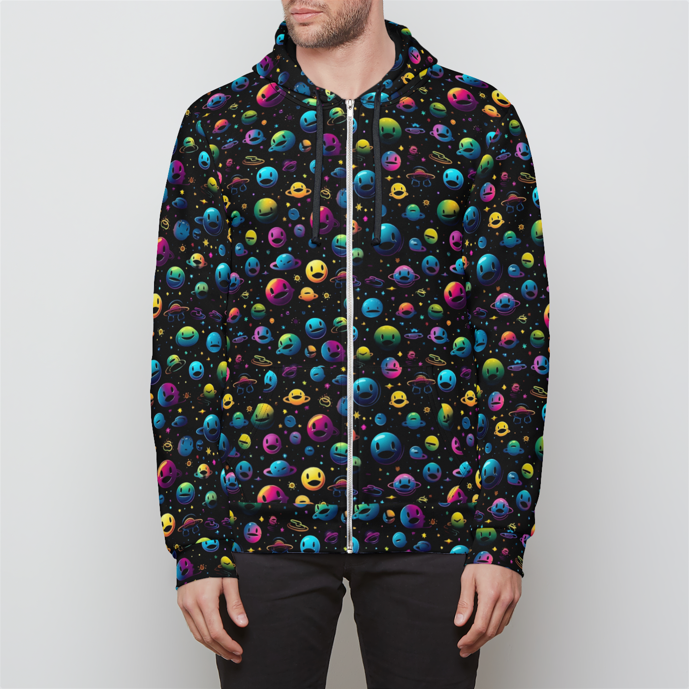 Grinning Groove Unisex Zip-Up Hoodie