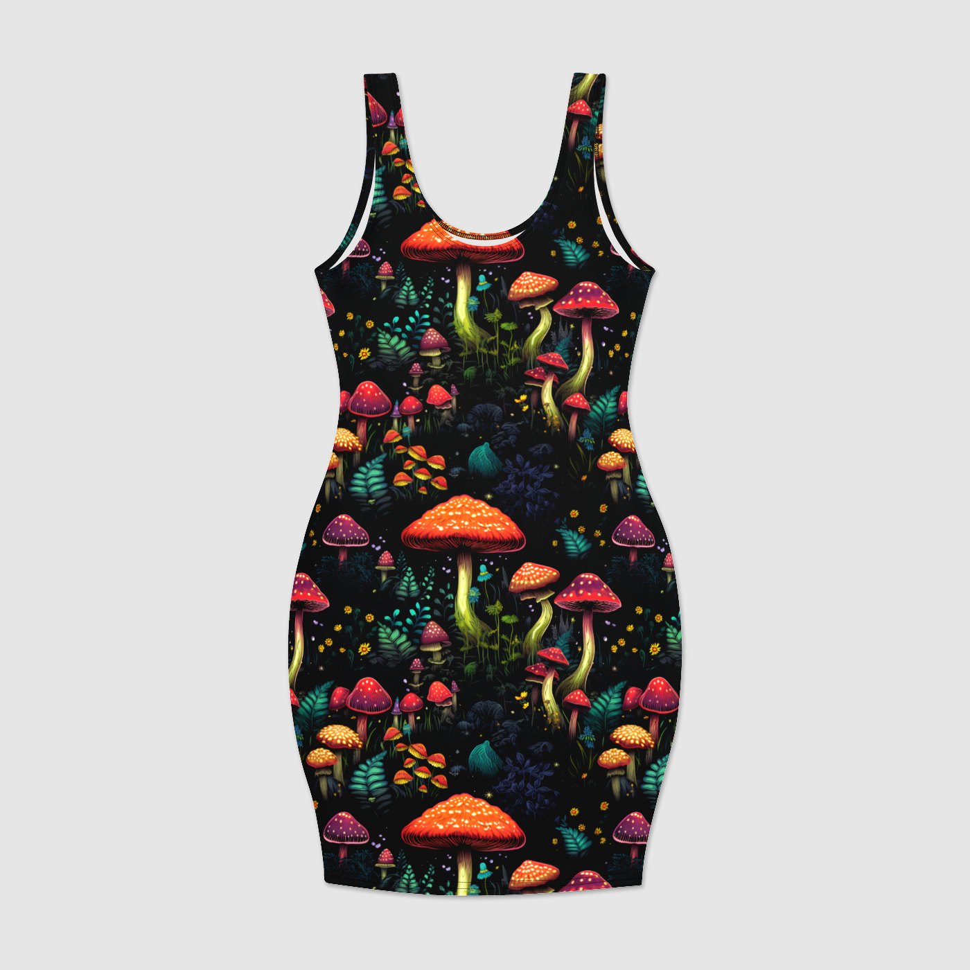 Psychedelic Fungi Frenzy Bodycon Dress