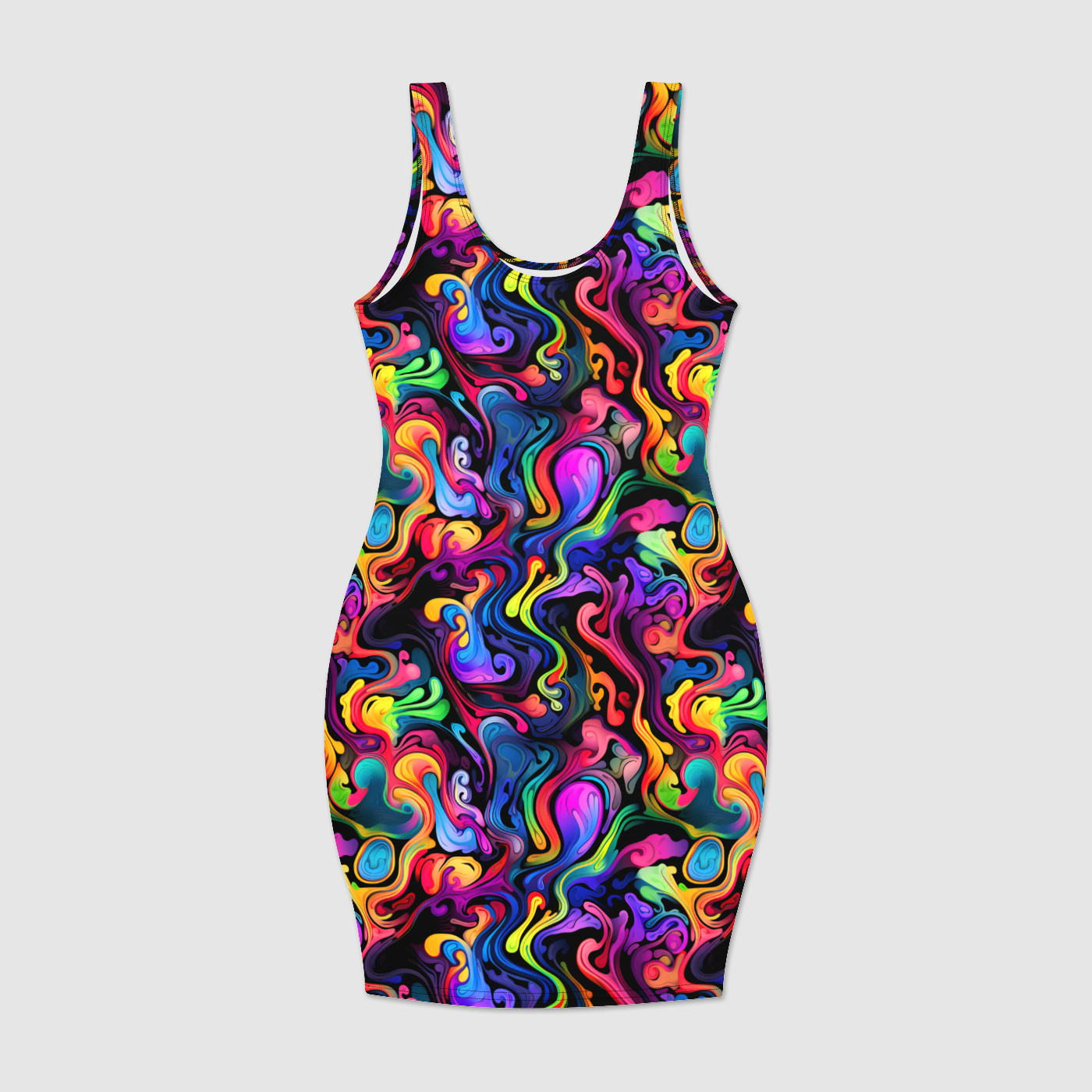 Psychedelic Whirlwind Bodycon Dress