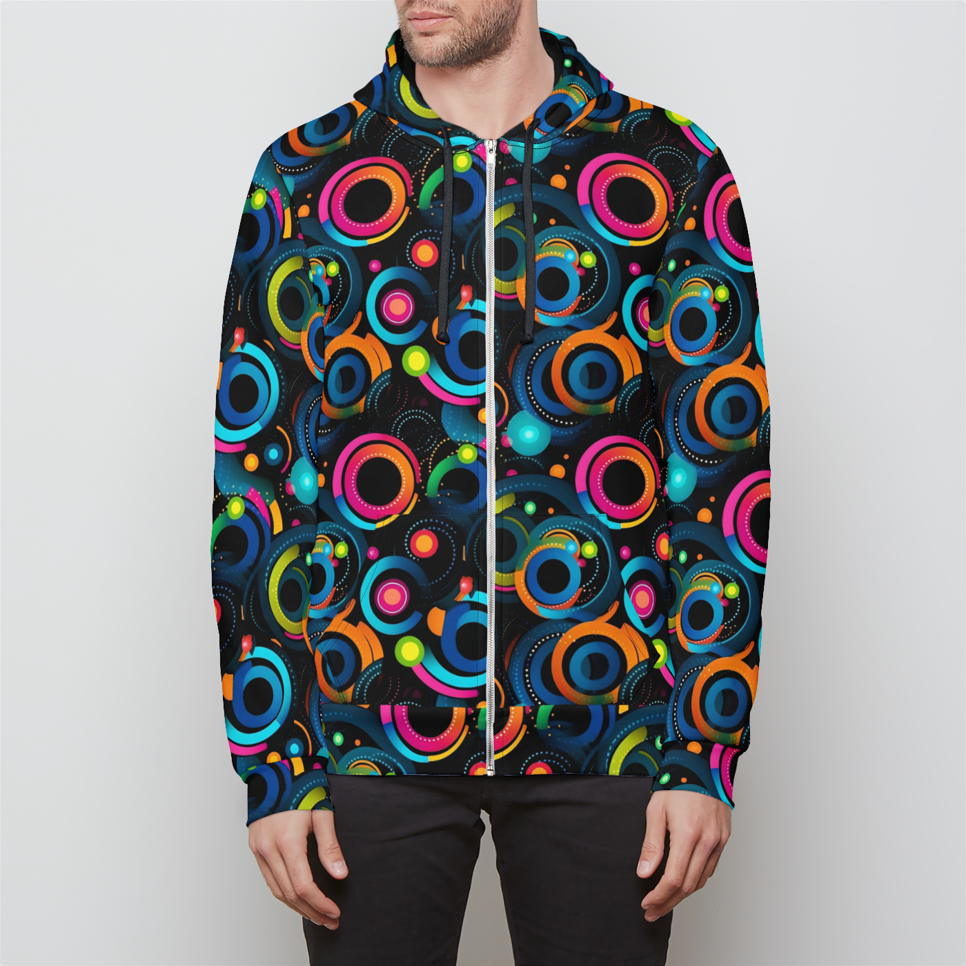 Electric Elegance Unisex Zip-Up Hoodie