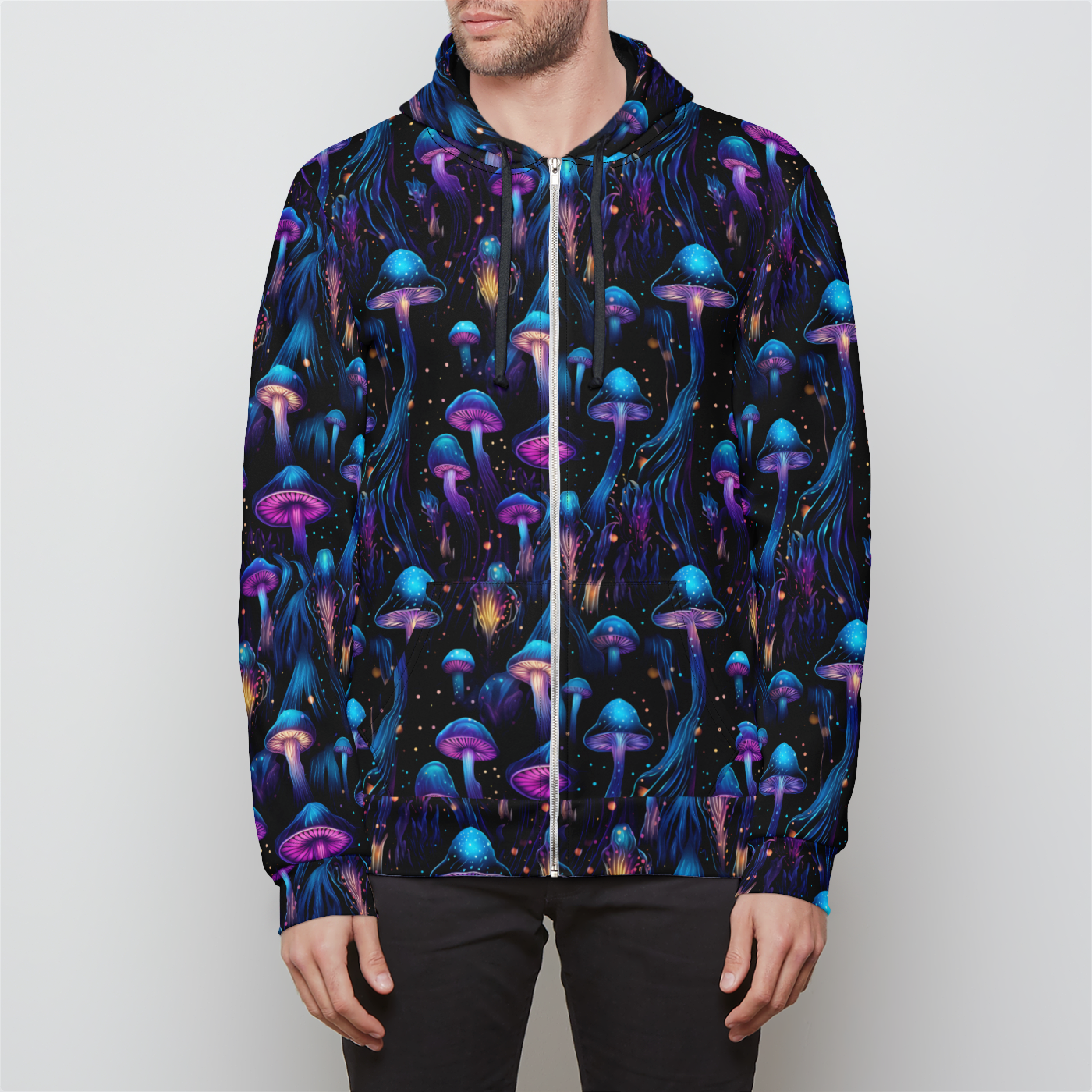 Electric Mushroom Dream Unisex Zip-Up Hoodie