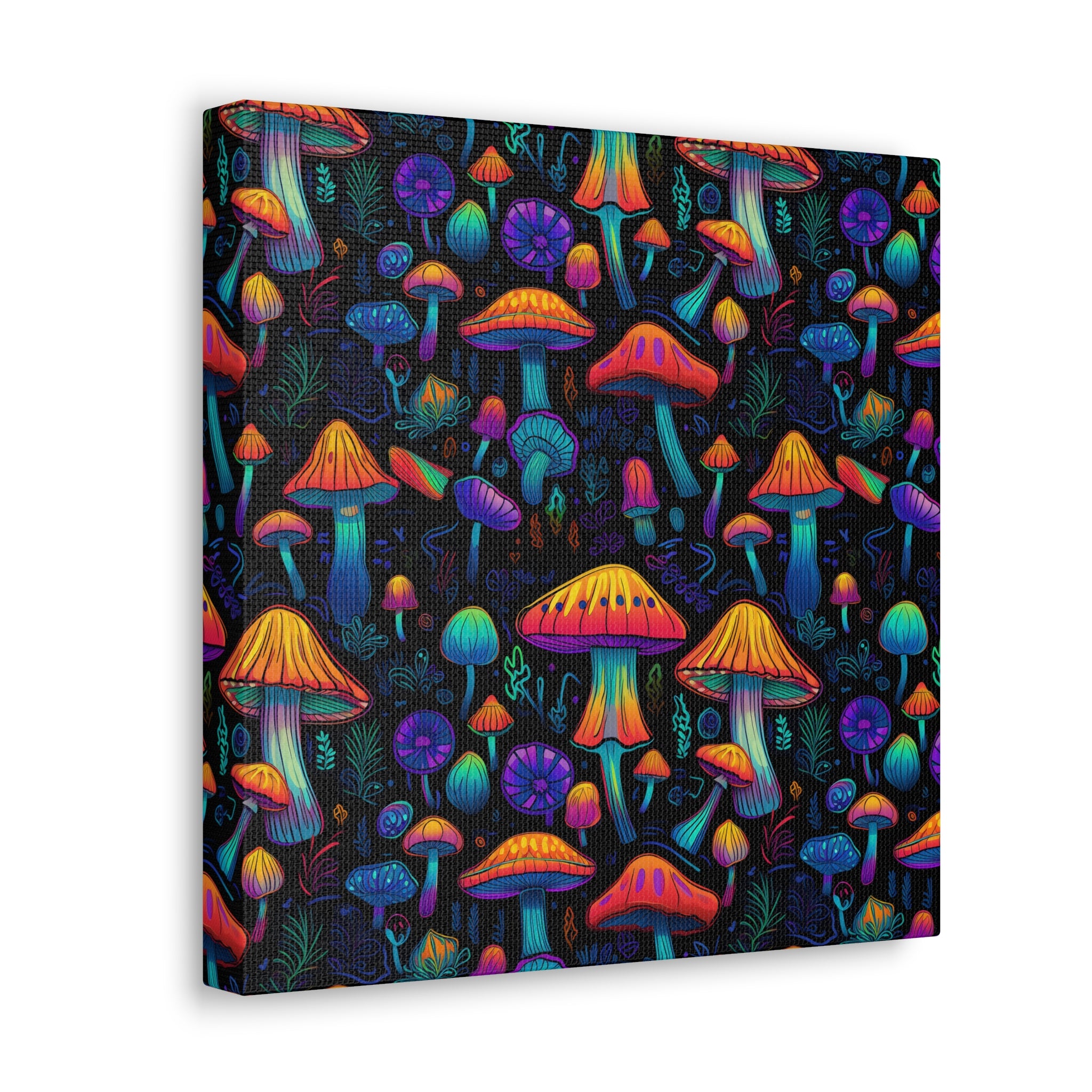 Neon Nostalgia Fungi Canvas Print Art