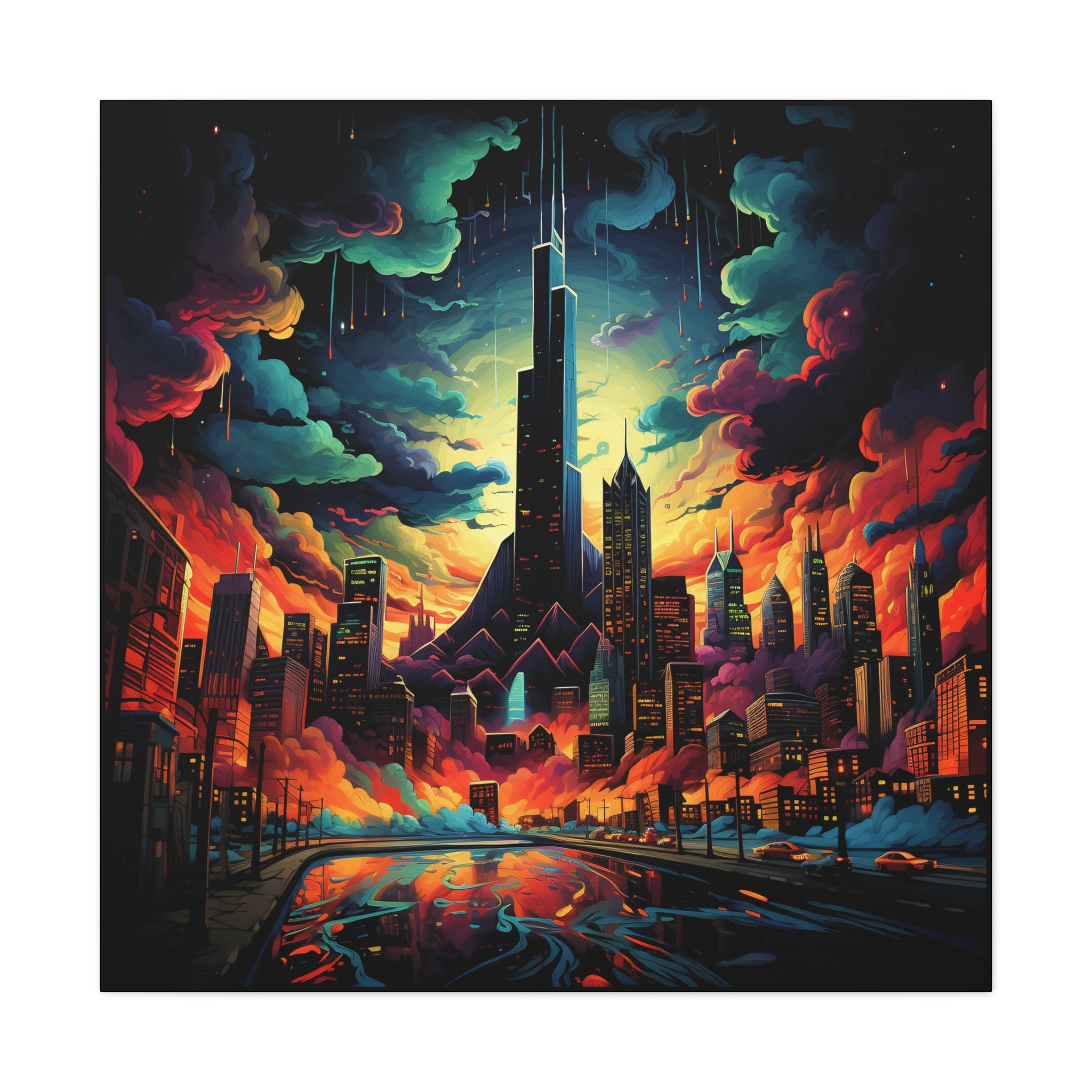 Psychedelic Metropolis Canvas Print Art