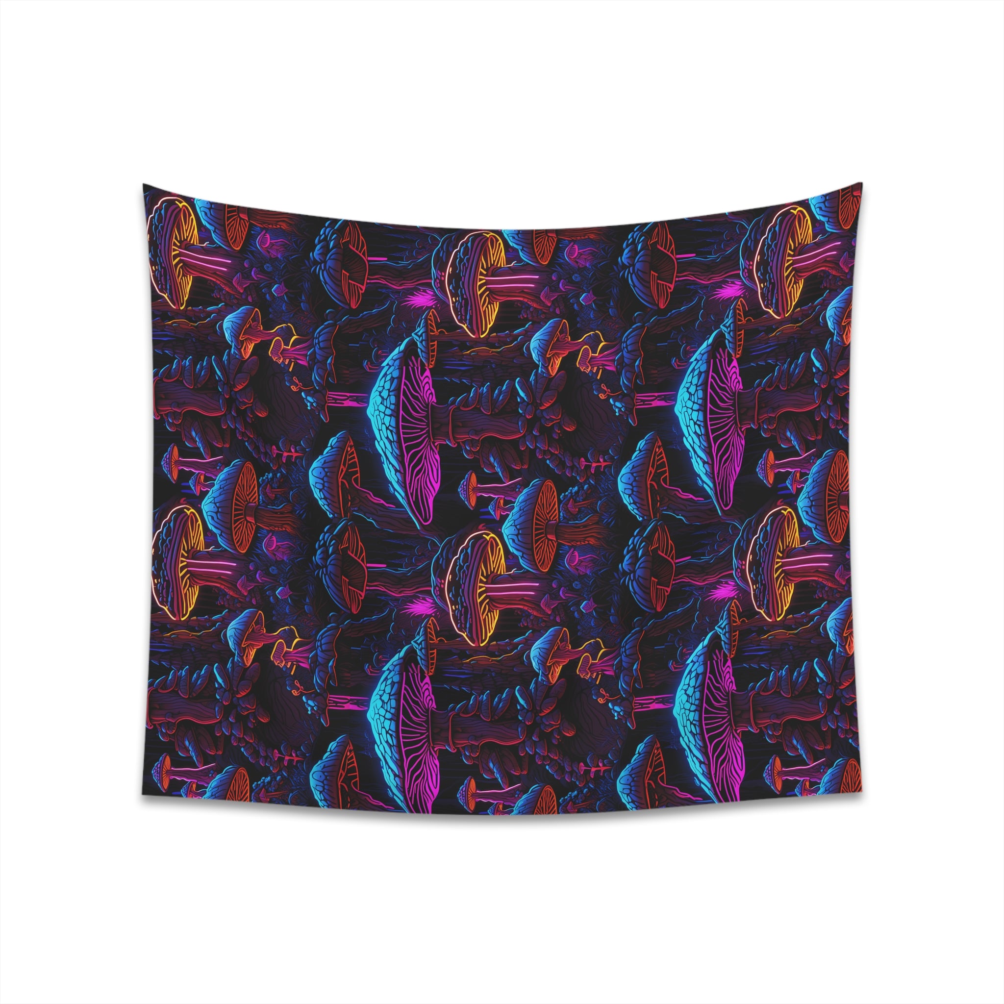 Neon Mushroom Meltdown Printed Wall Tapestry