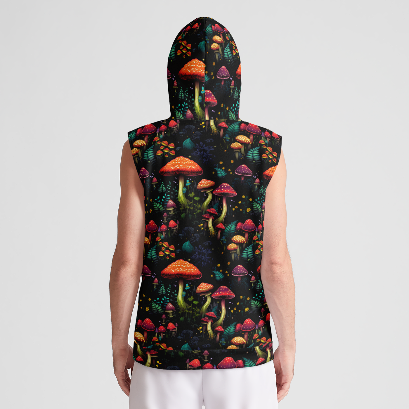 Psychedelic Fungi Frenzy Sleeveless Pullover Hoodie