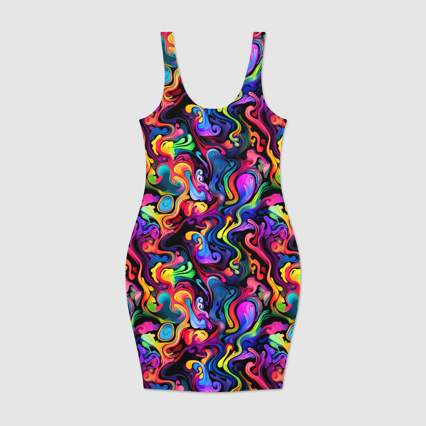 Psychedelic Whirlwind Bodycon Dress