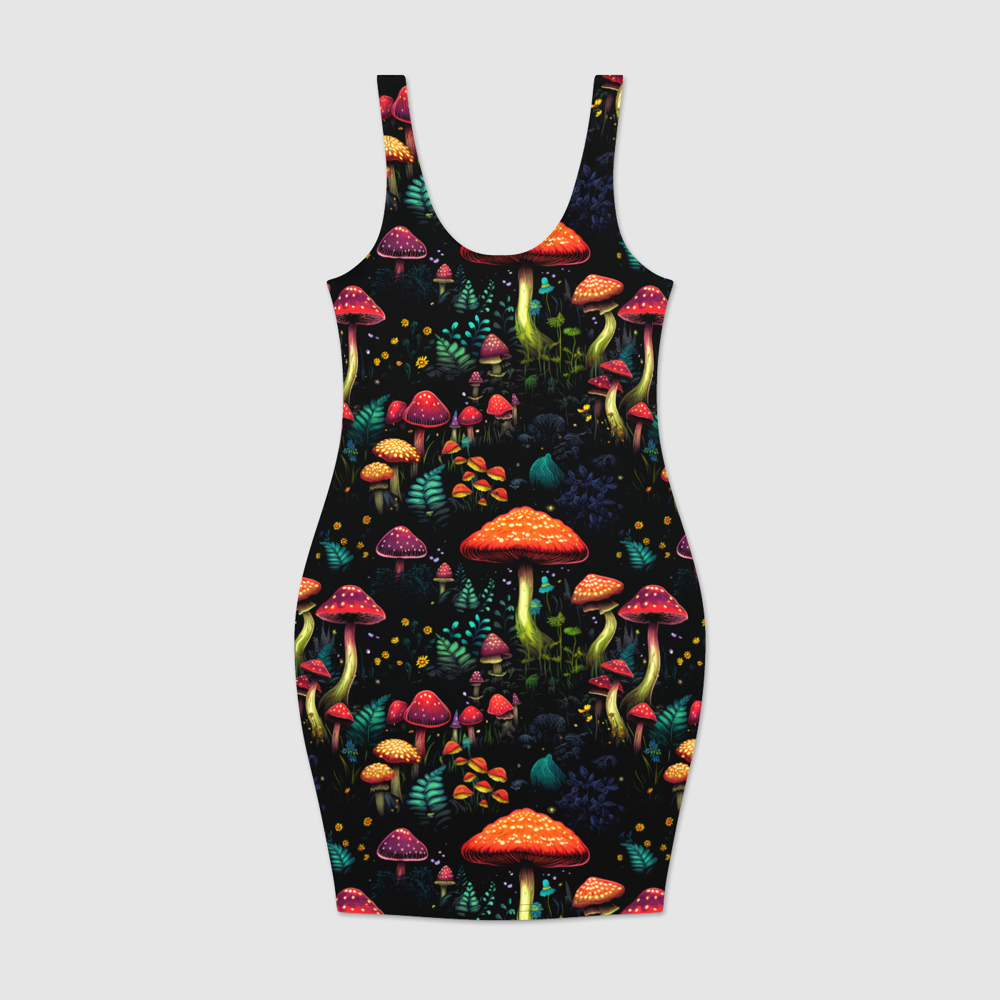 Psychedelic Fungi Frenzy Bodycon Dress