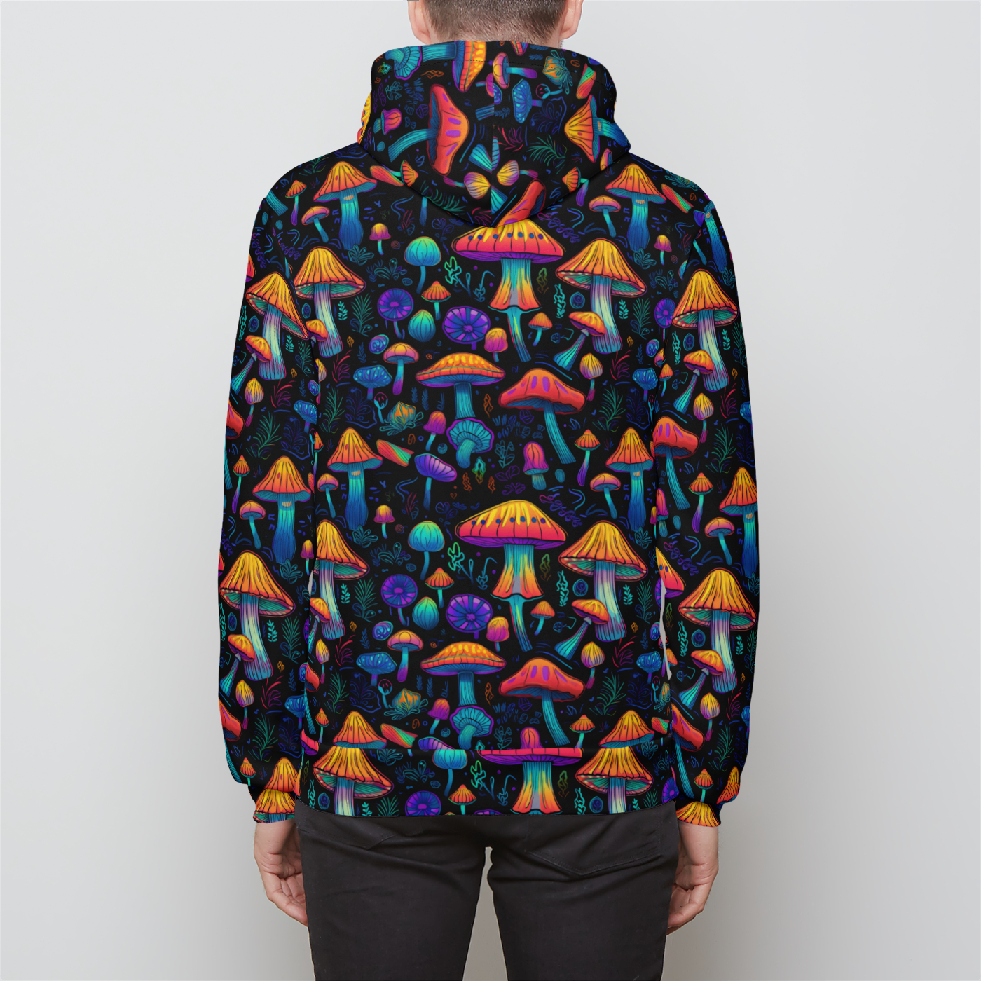 Neon Nostalgia Fungi Unisex Zip-Up Hoodie