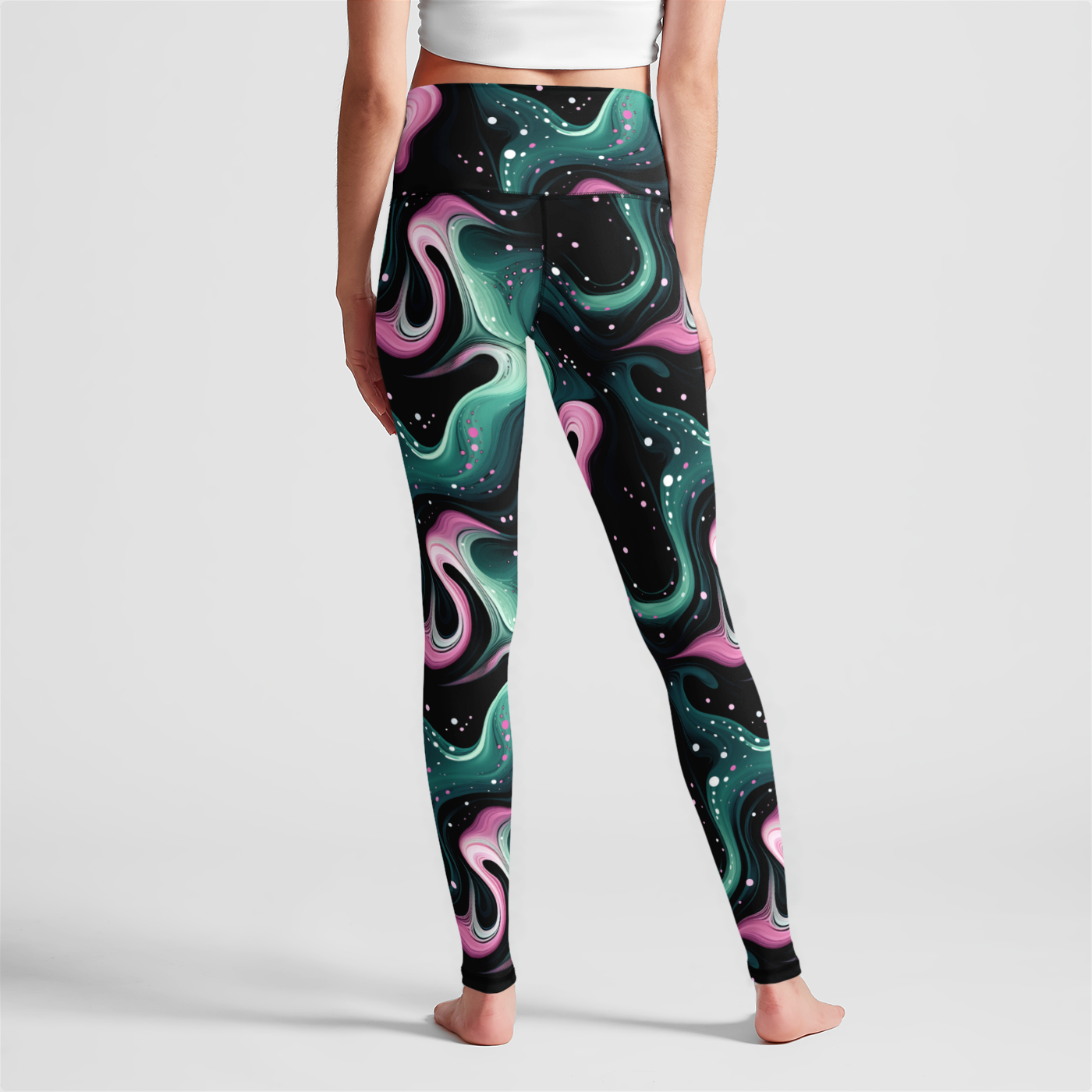 Electric Swirls High Waist Leggings