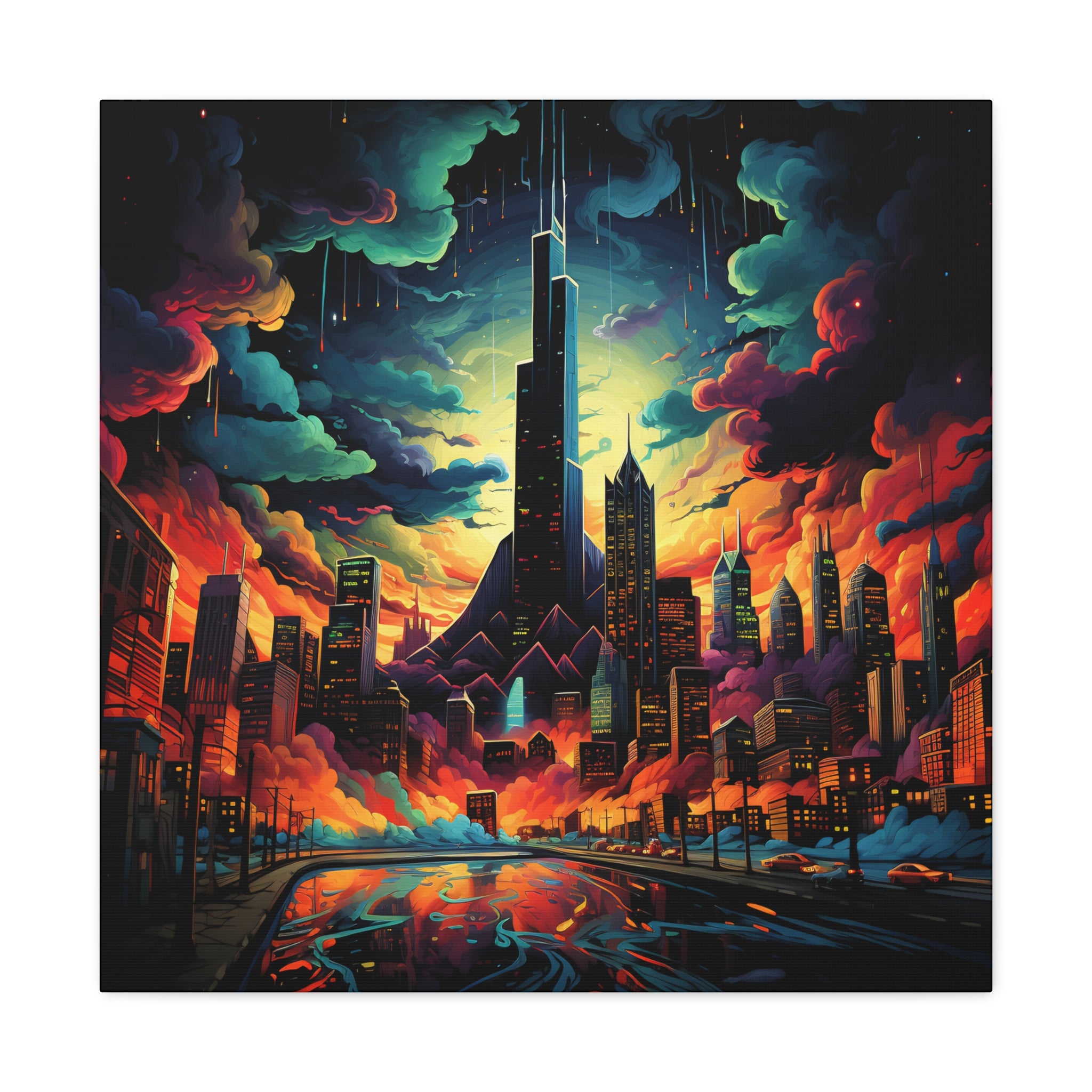 Psychedelic Metropolis Canvas Print Art