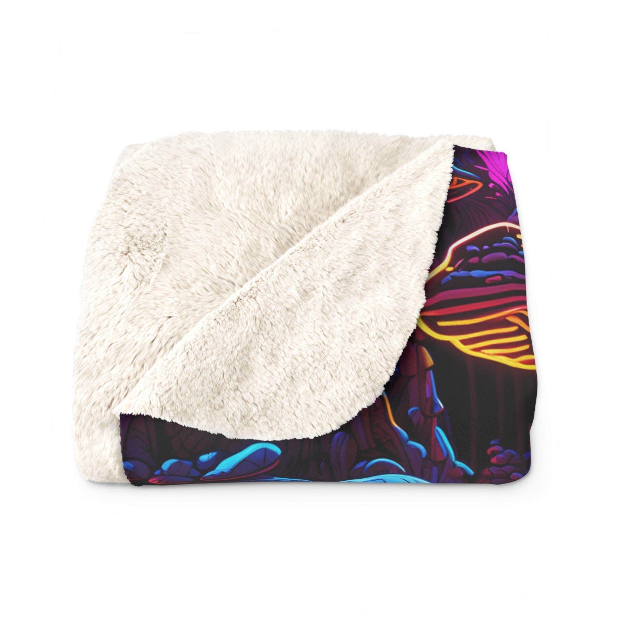 Neon Mushroom Meltdown Fleece Blanket