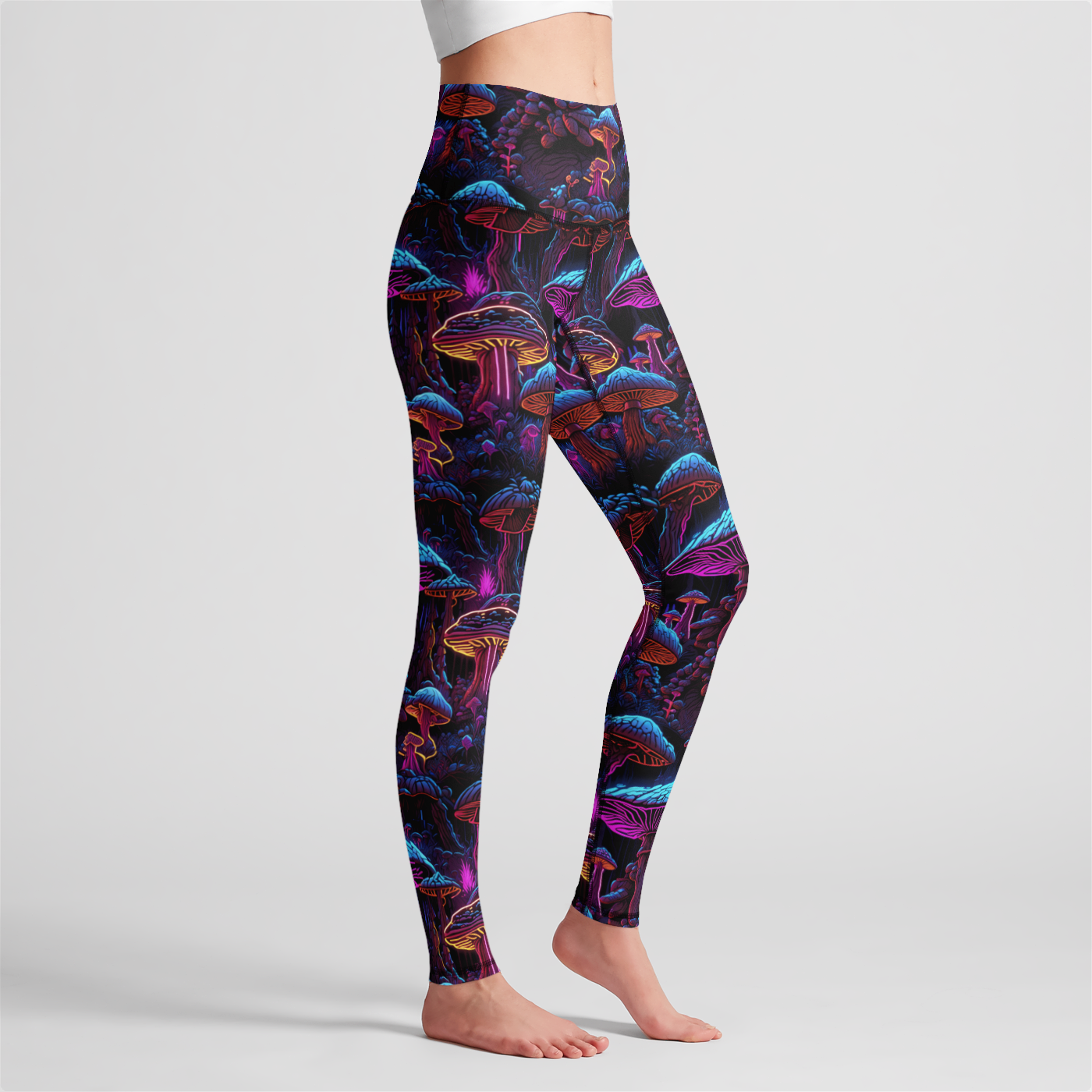 Neon Mushroom Meltdown High Waist Leggings