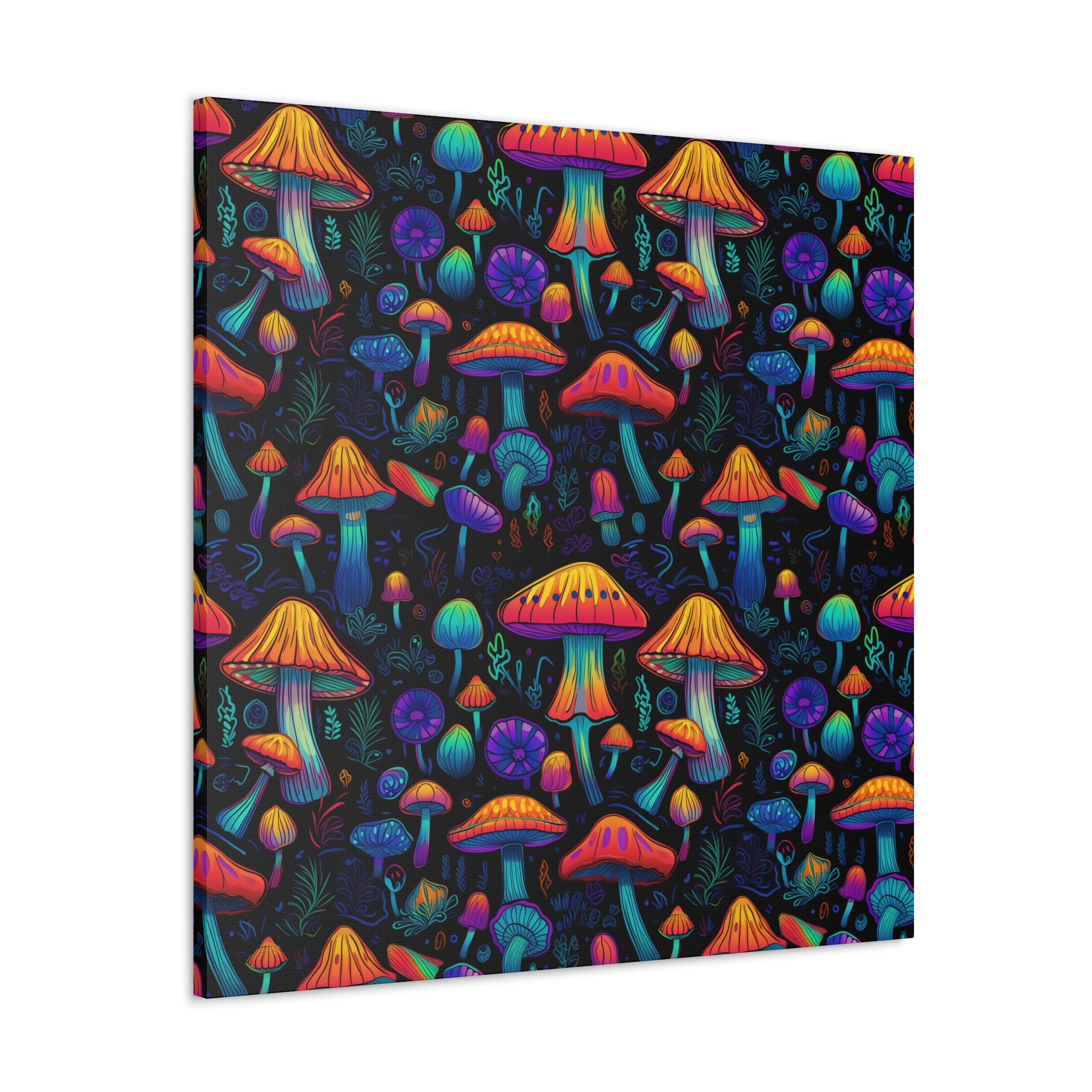 Neon Nostalgia Fungi Canvas Print Art