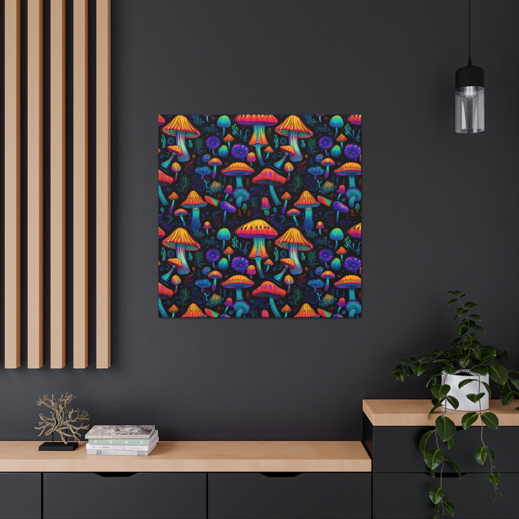 Neon Nostalgia Fungi Canvas Print Art