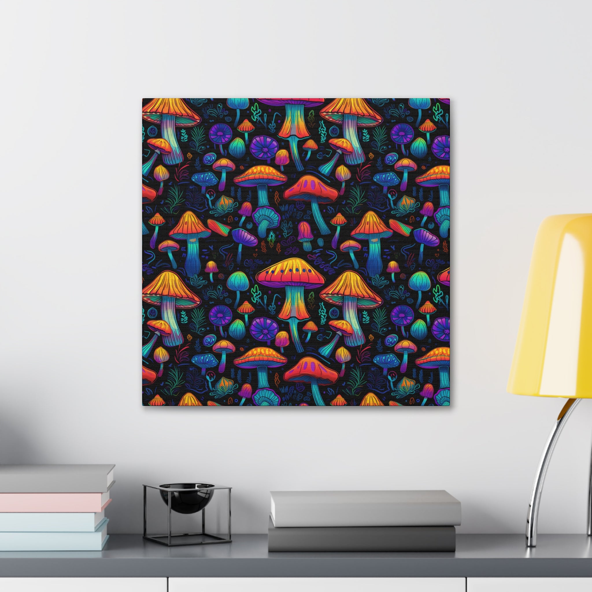 Neon Nostalgia Fungi Canvas Print Art