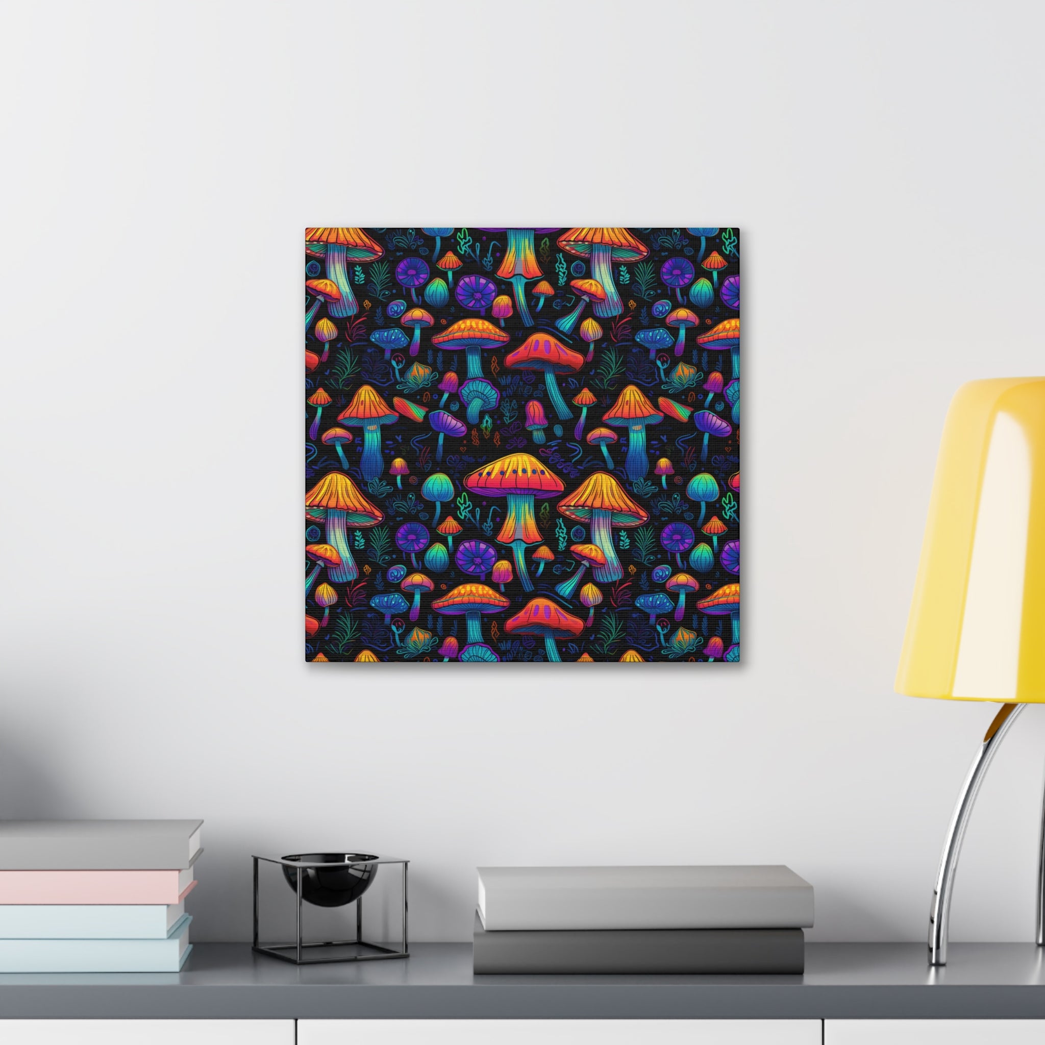 Neon Nostalgia Fungi Canvas Print Art