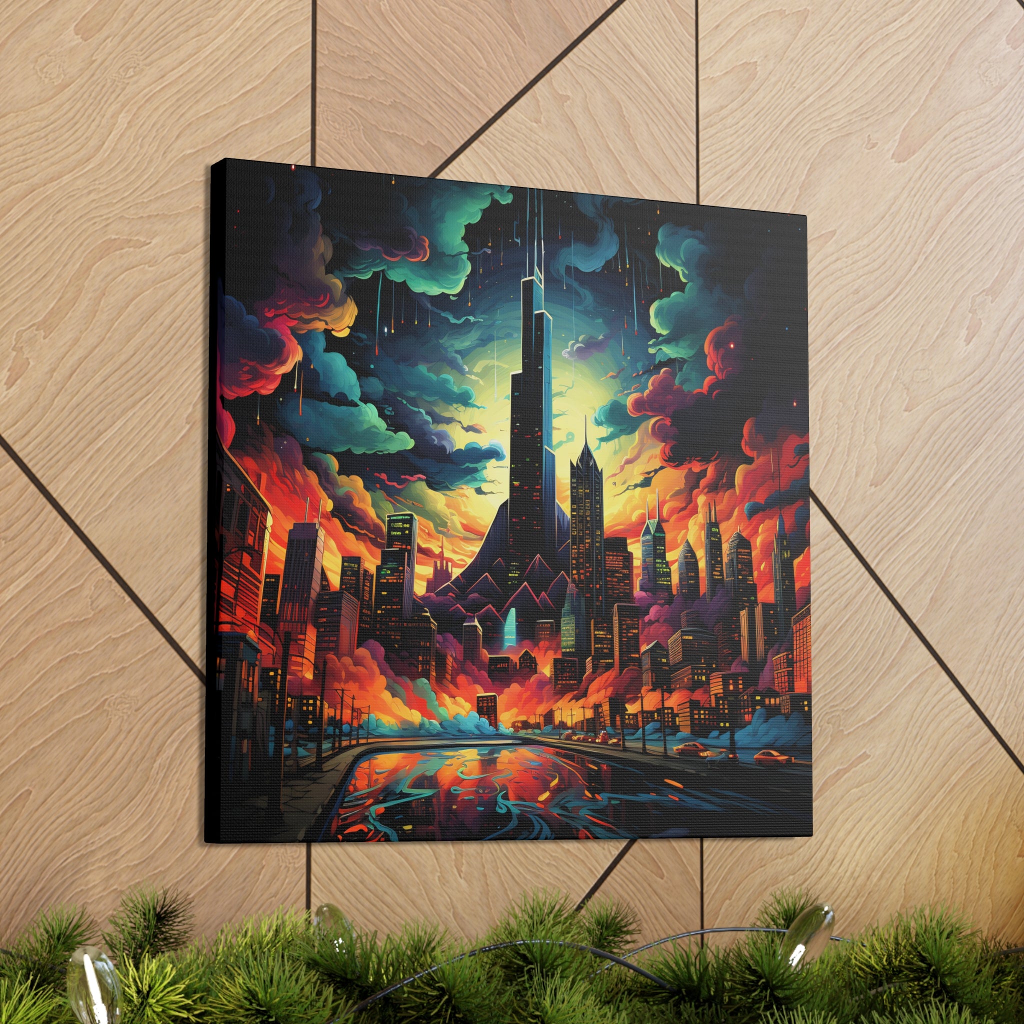 Psychedelic Metropolis Canvas Print Art