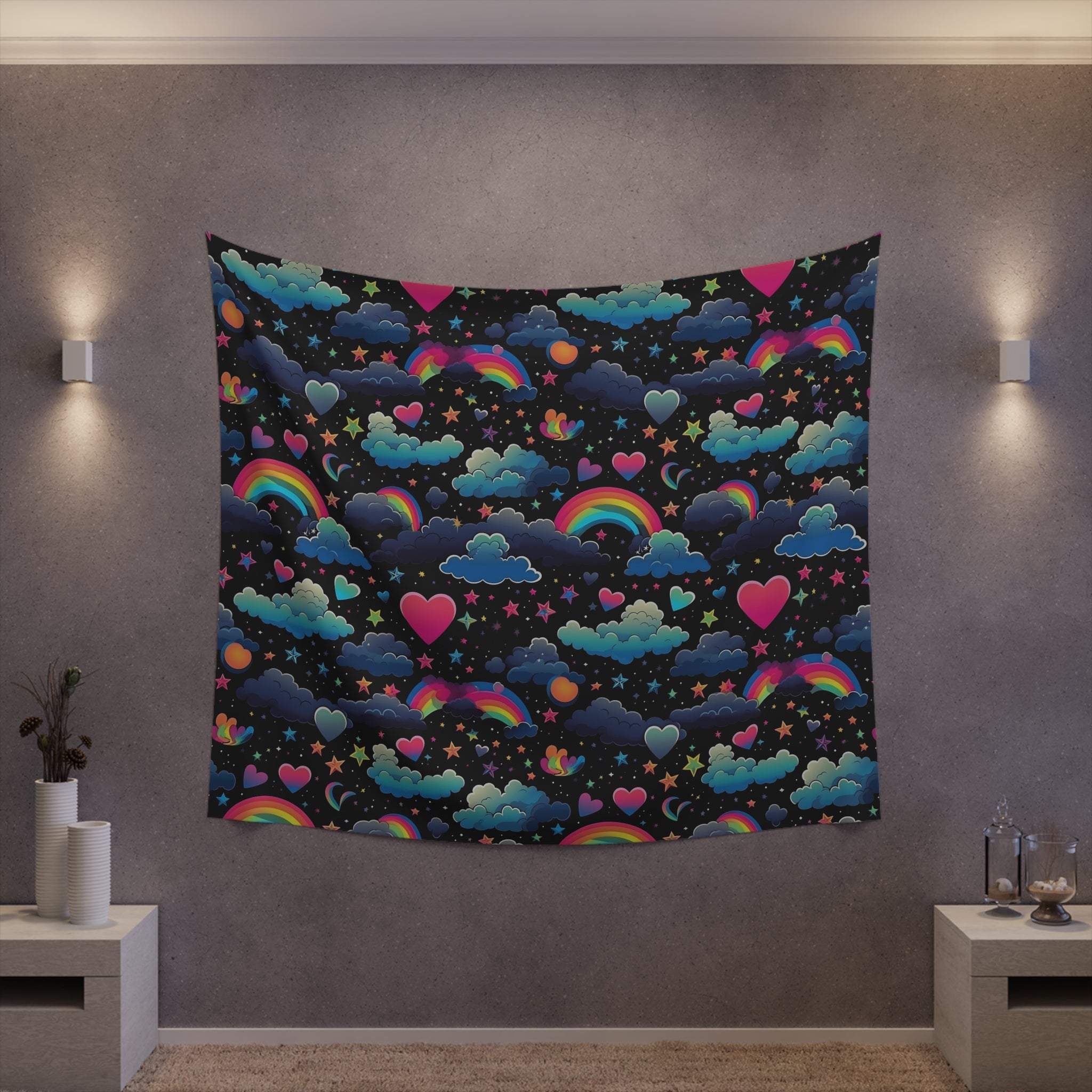 Rainbow Affection Printed Wall Tapestry