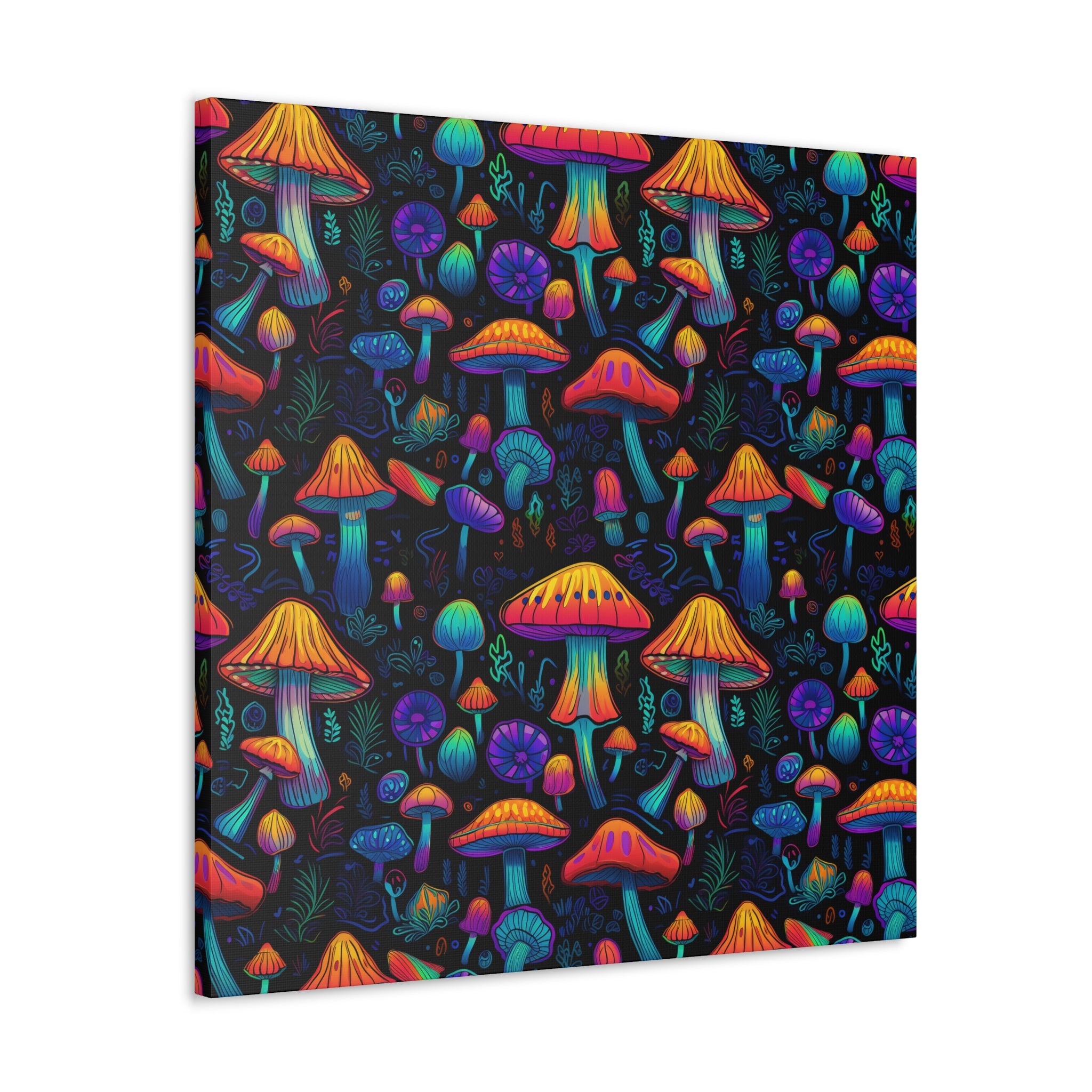 Neon Nostalgia Fungi Canvas Print Art