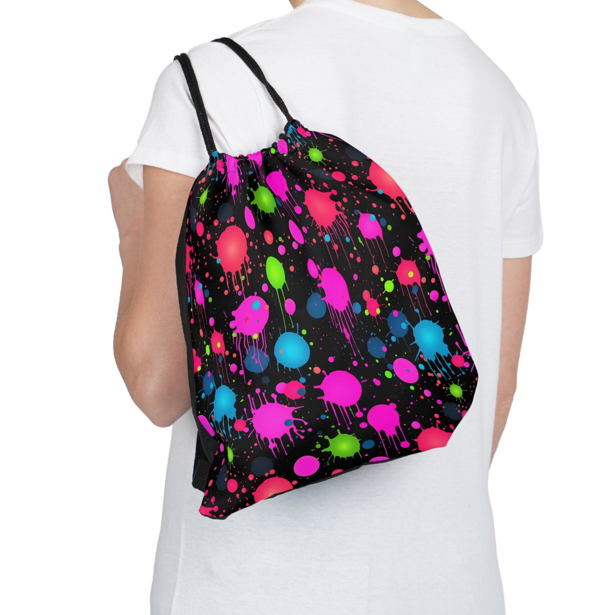 Neon Spark Drawstring Bag