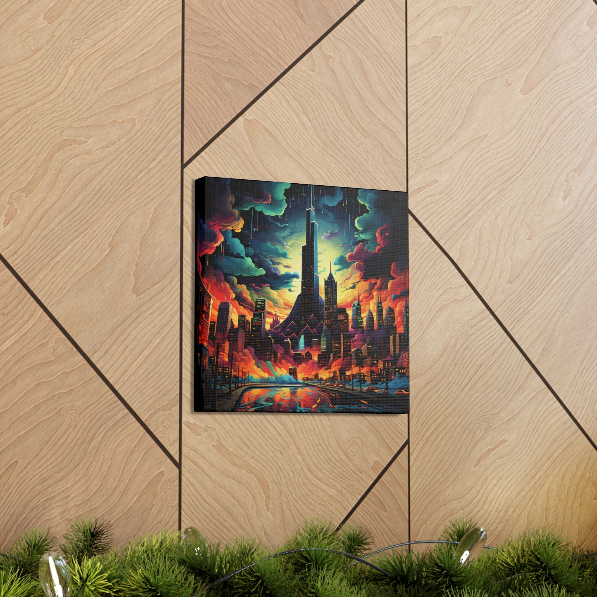 Psychedelic Metropolis Canvas Print Art