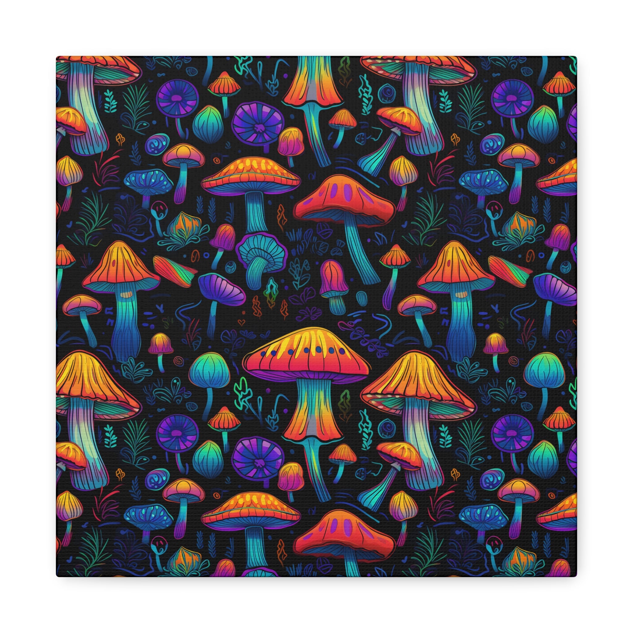 Neon Nostalgia Fungi Canvas Print Art