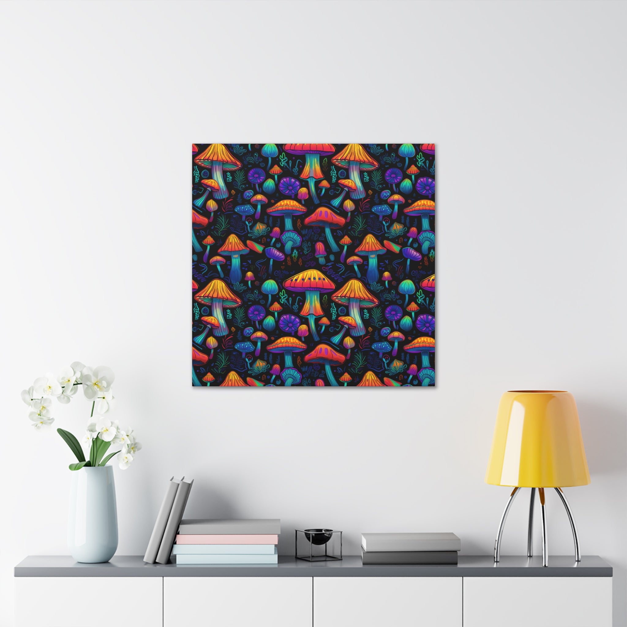 Neon Nostalgia Fungi Canvas Print Art